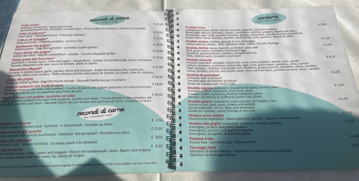 Menu di Ristorante Pizzeria La Mirage 