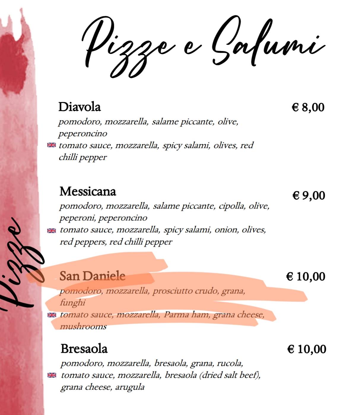 Menu di Ristorante Pizzeria "Le Botti" 