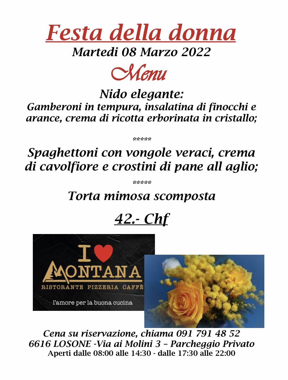 Menu di Ristorante Pizzeria Montana 