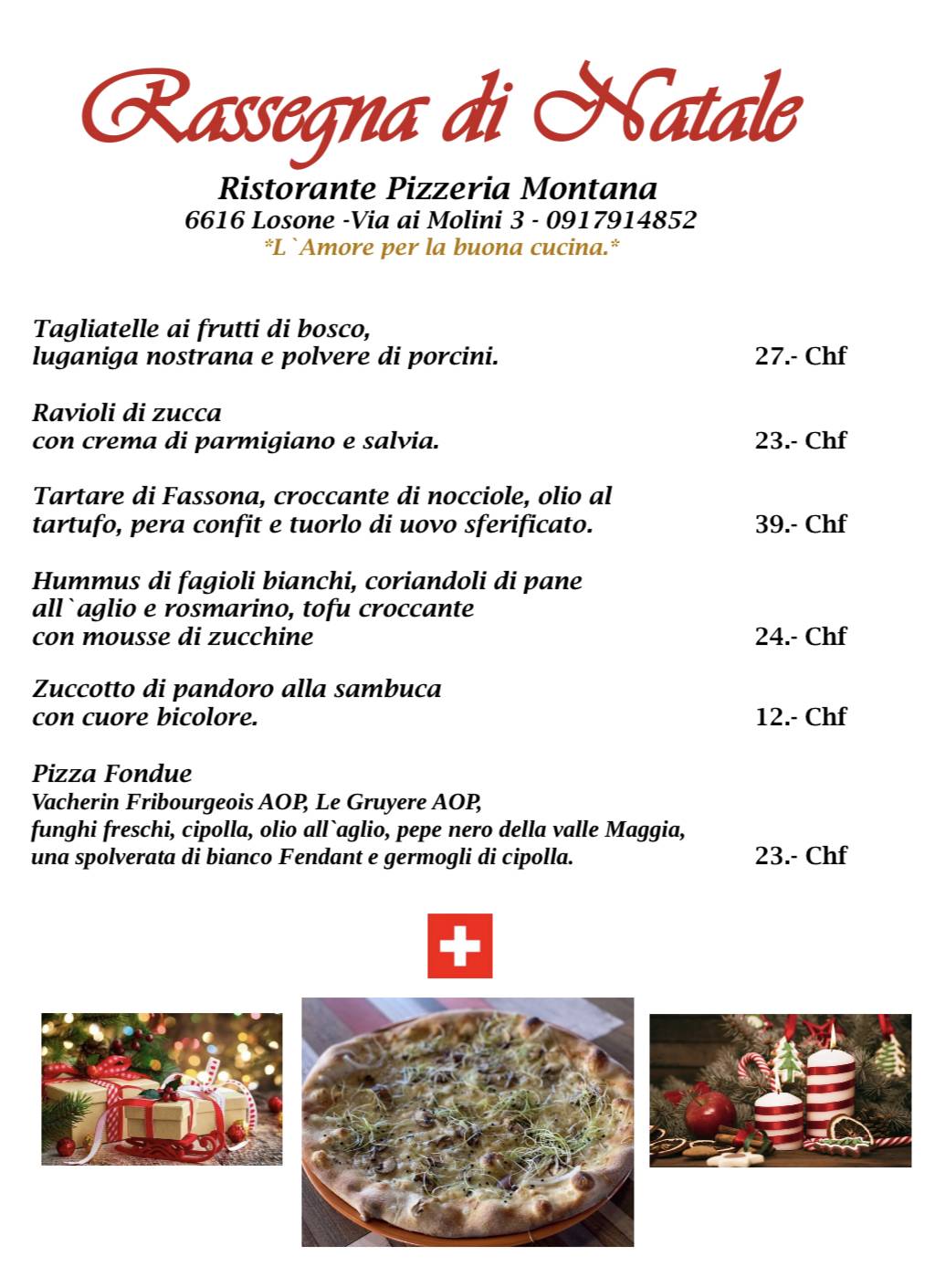 Menu di Ristorante Pizzeria Montana 