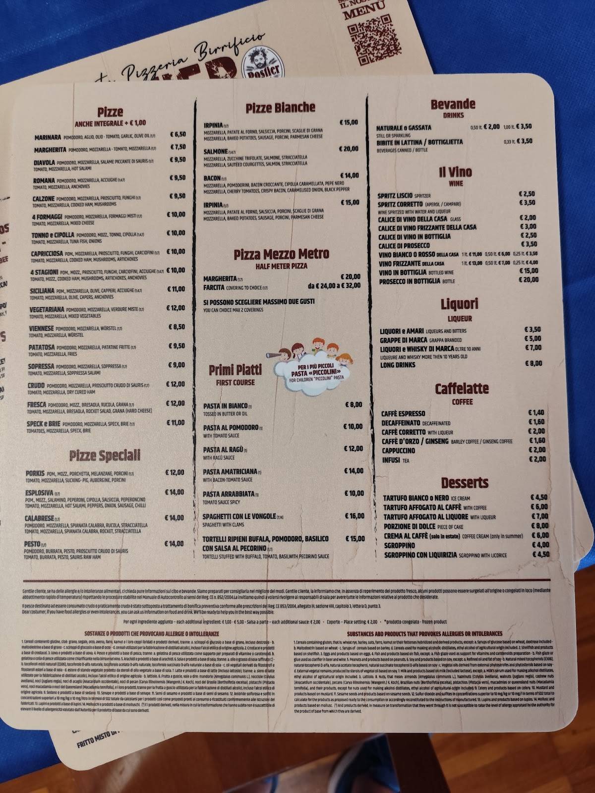 Menu di Ristorante Pizzeria Postier 