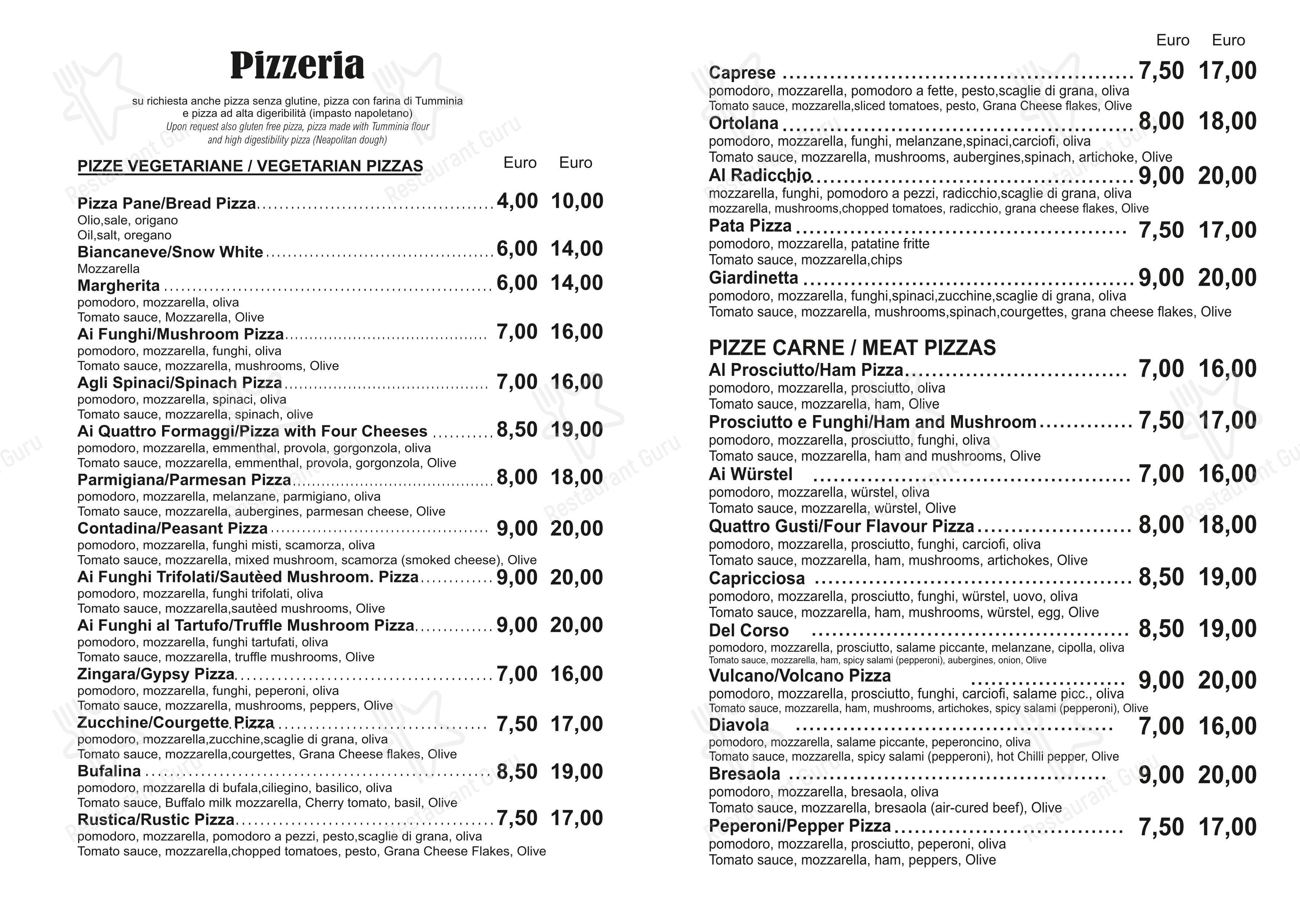 Menu di Ristorante Pizzeria Pronto Pizza - Menu