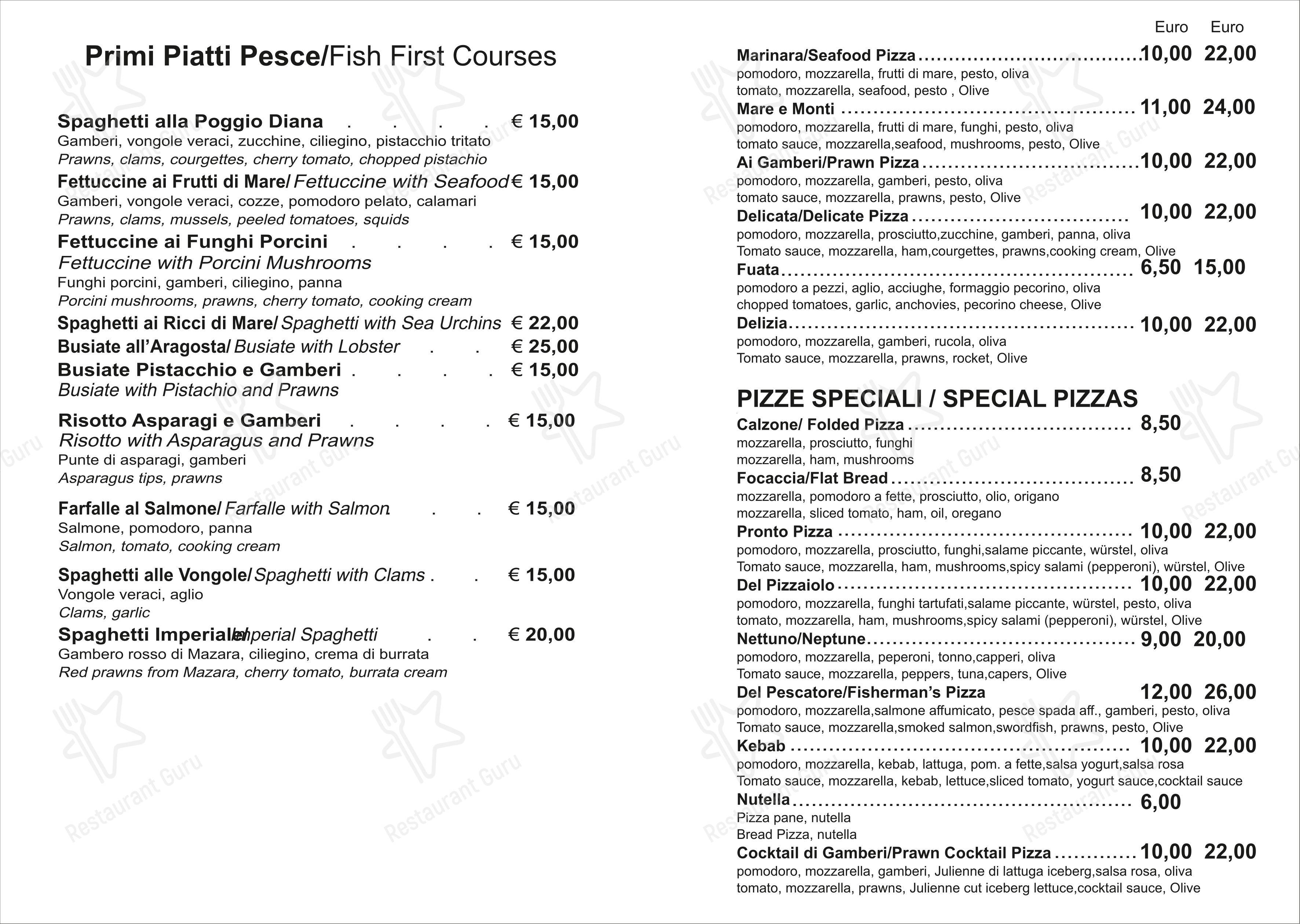 Menu per Ristorante Pizzeria Pronto Pizza pizzeria