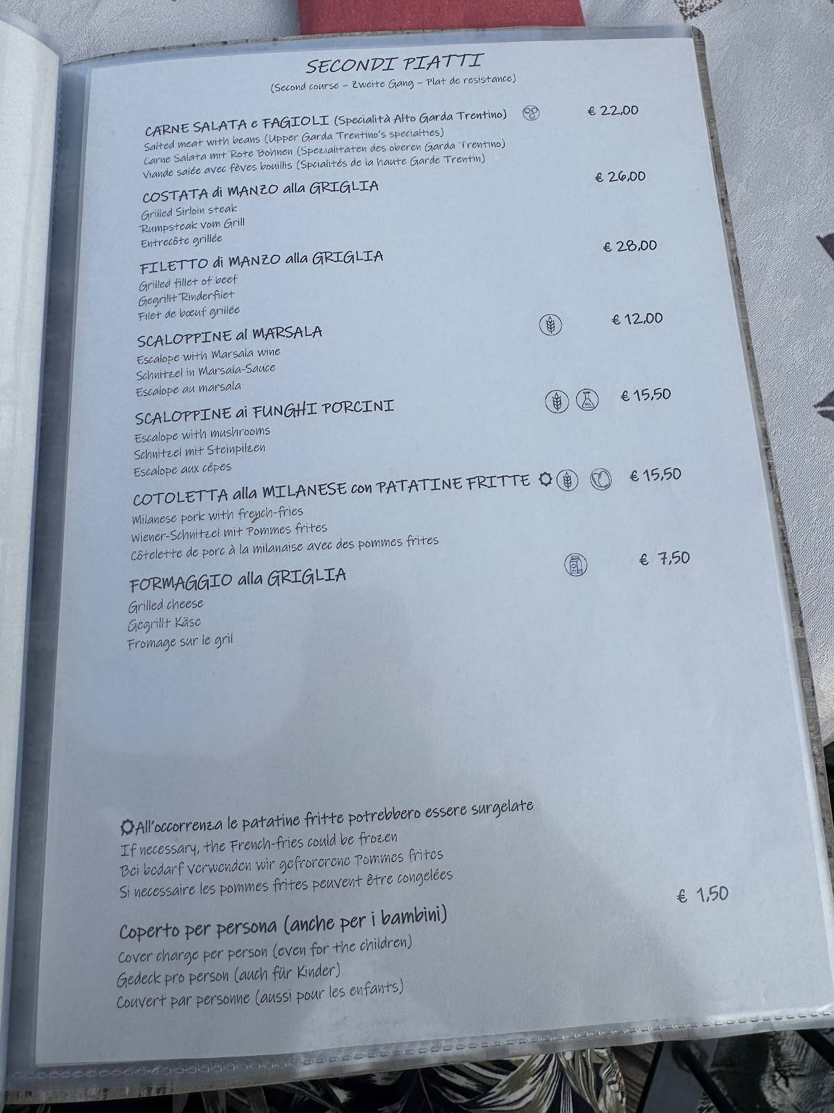 Menu di Ristorante Pizzeria al Lago 