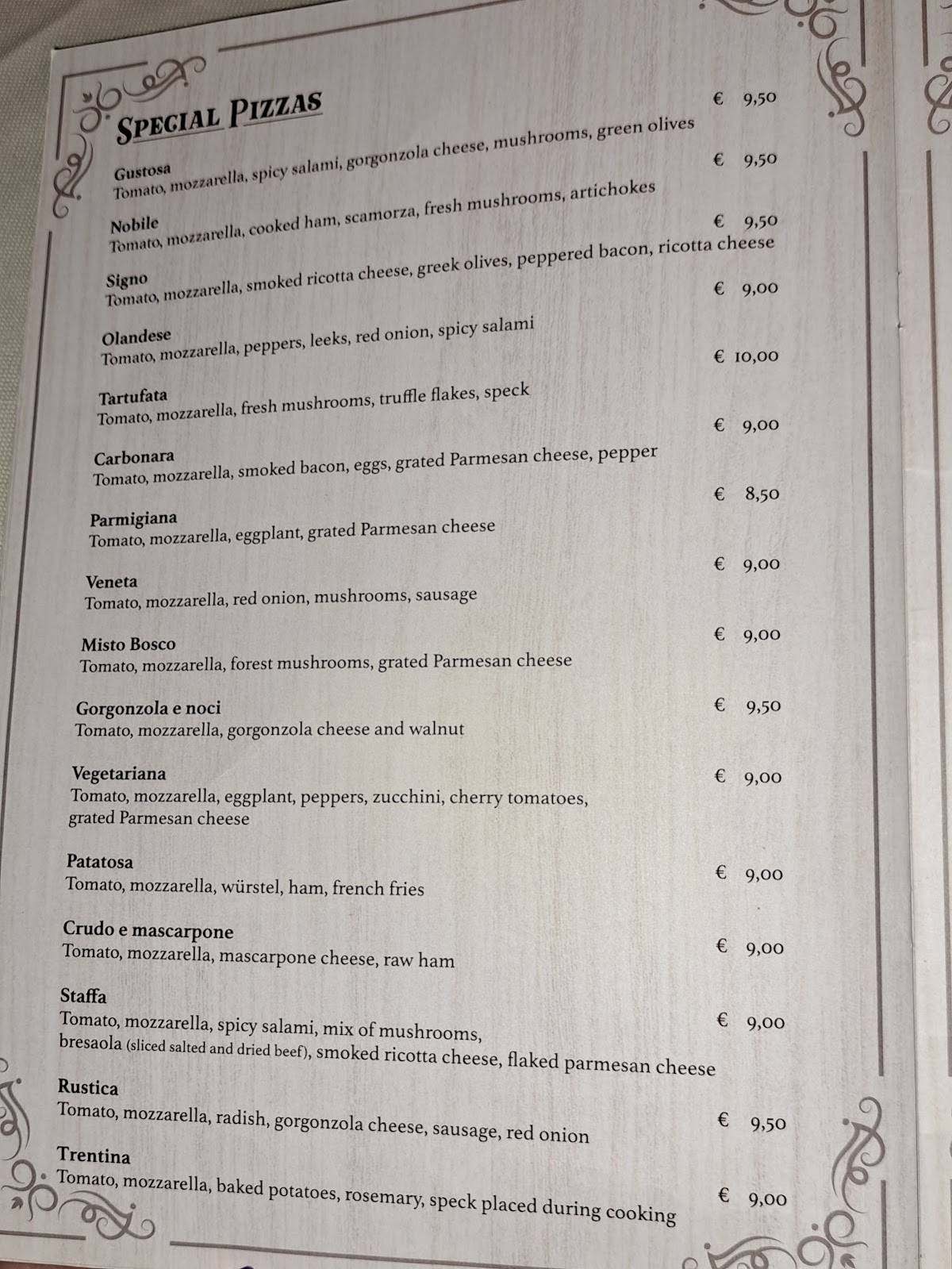 Menu di Ristorante Pizzeria al Ritrovo 