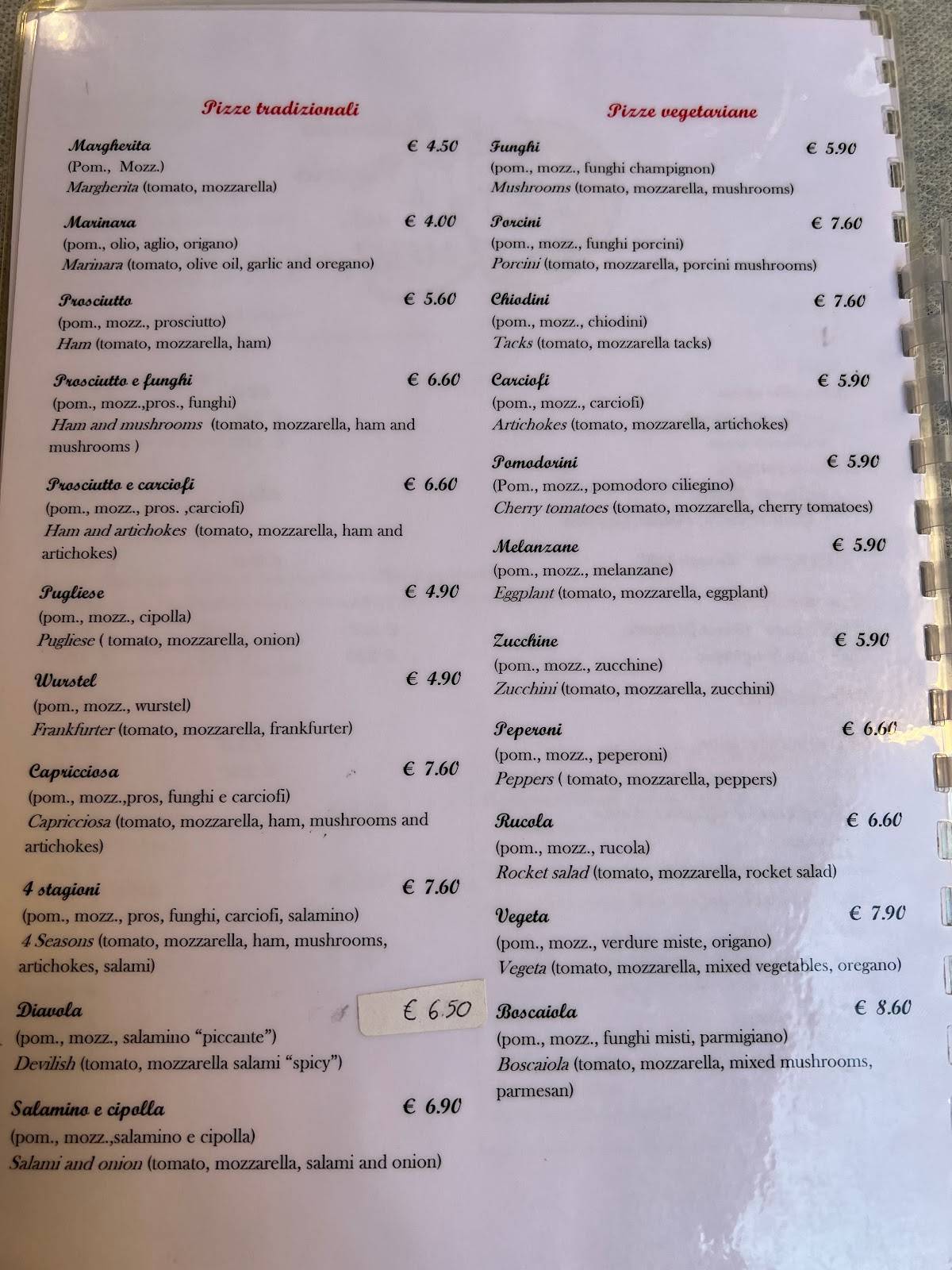 Menu di Ristorante Pizzeria della Luna 