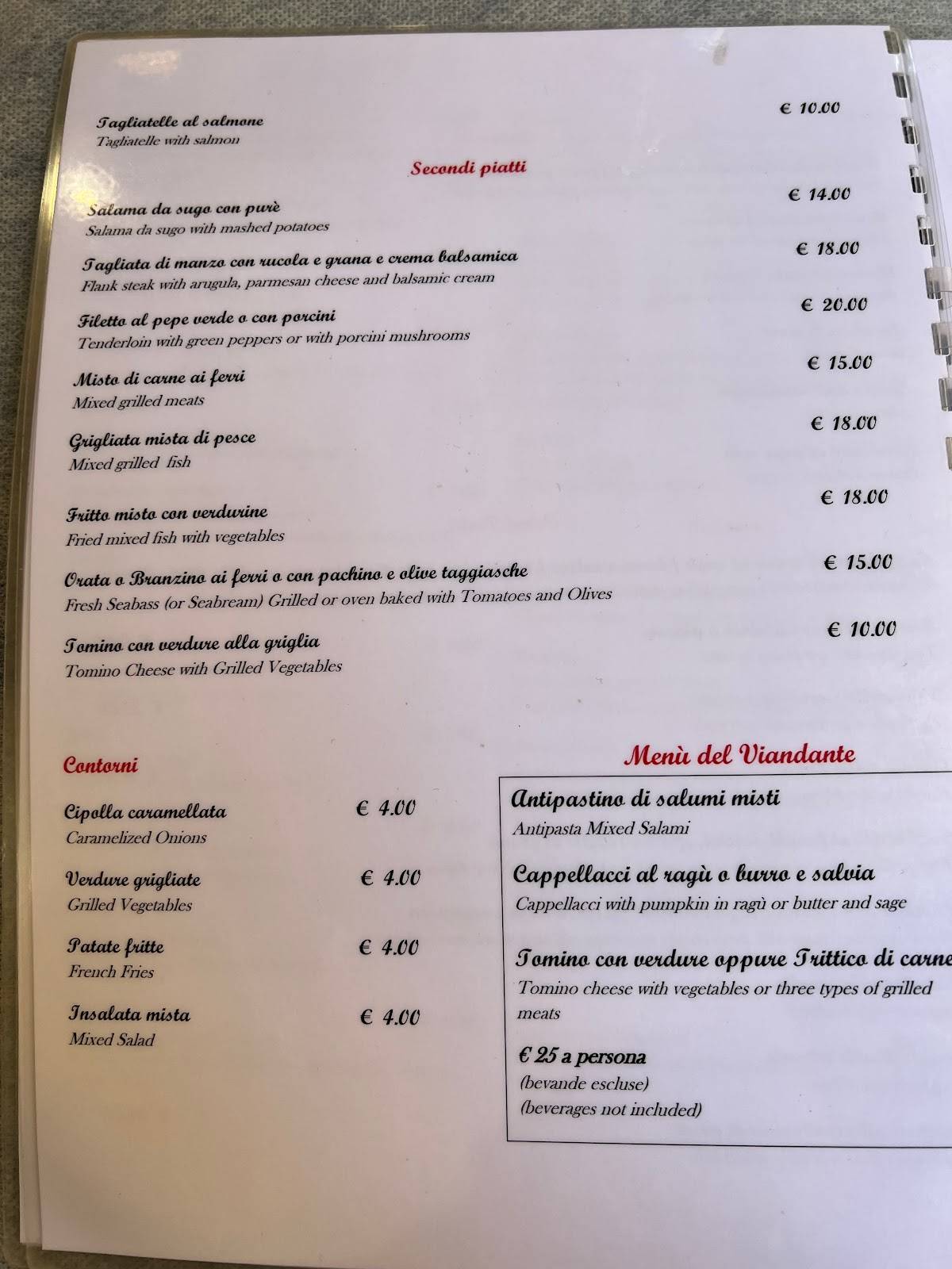 Menu di Ristorante Pizzeria della Luna 