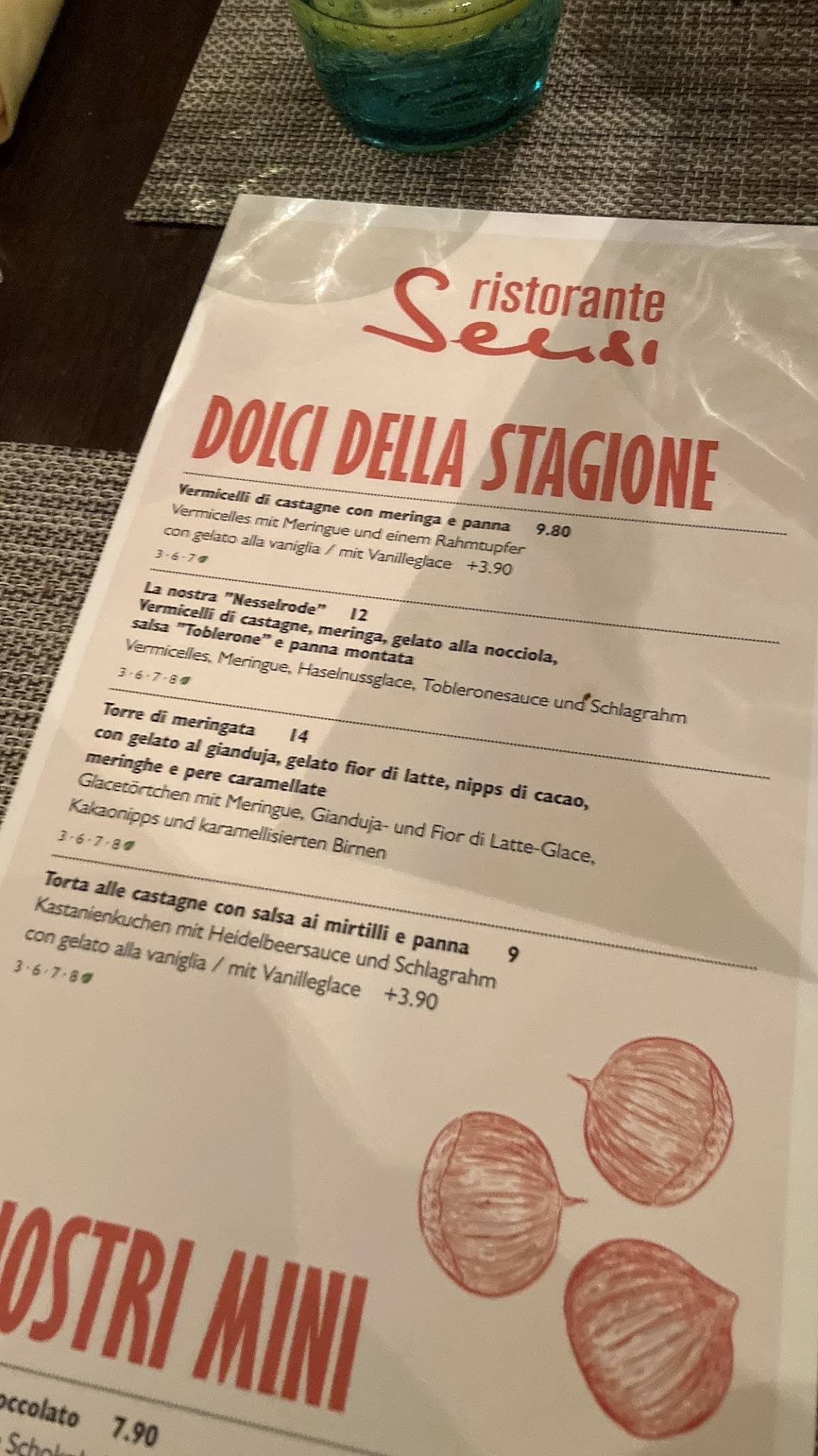 Menu di Ristorante Sensi 