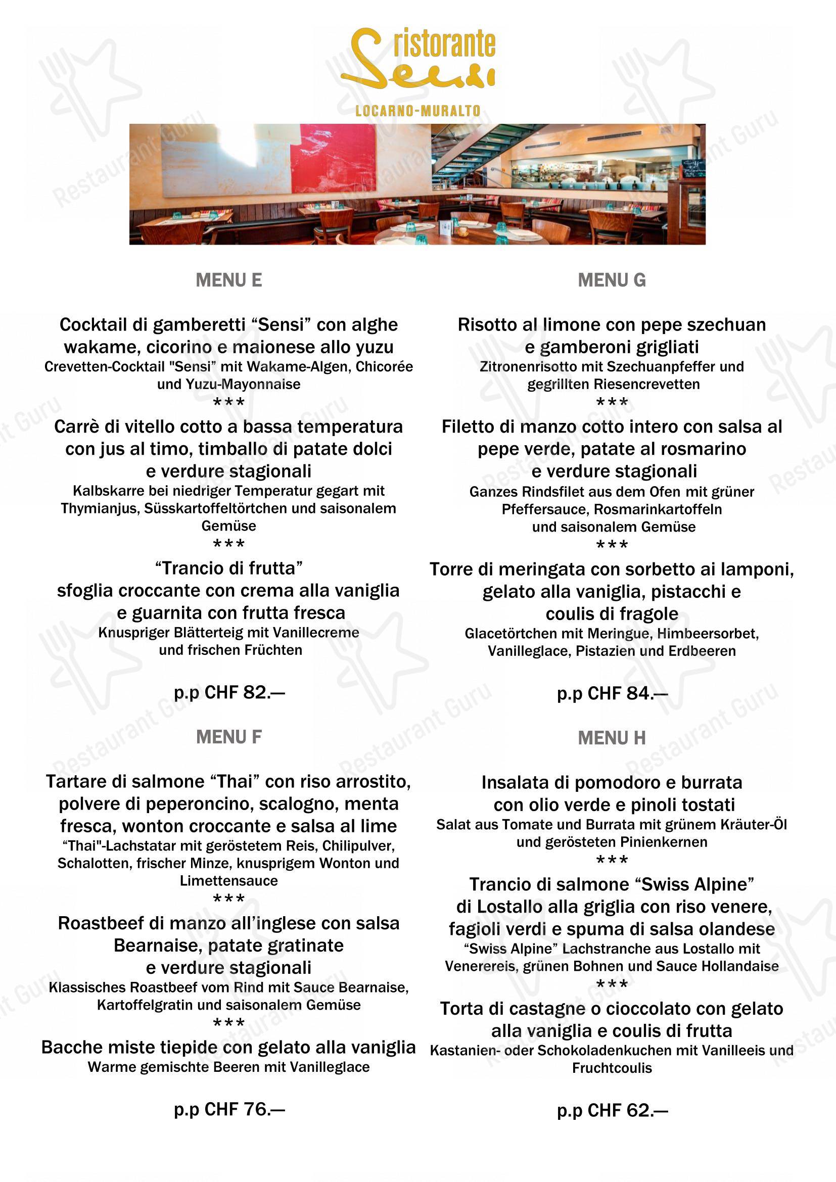 菜单 per Ristorante Sensi in Muralto