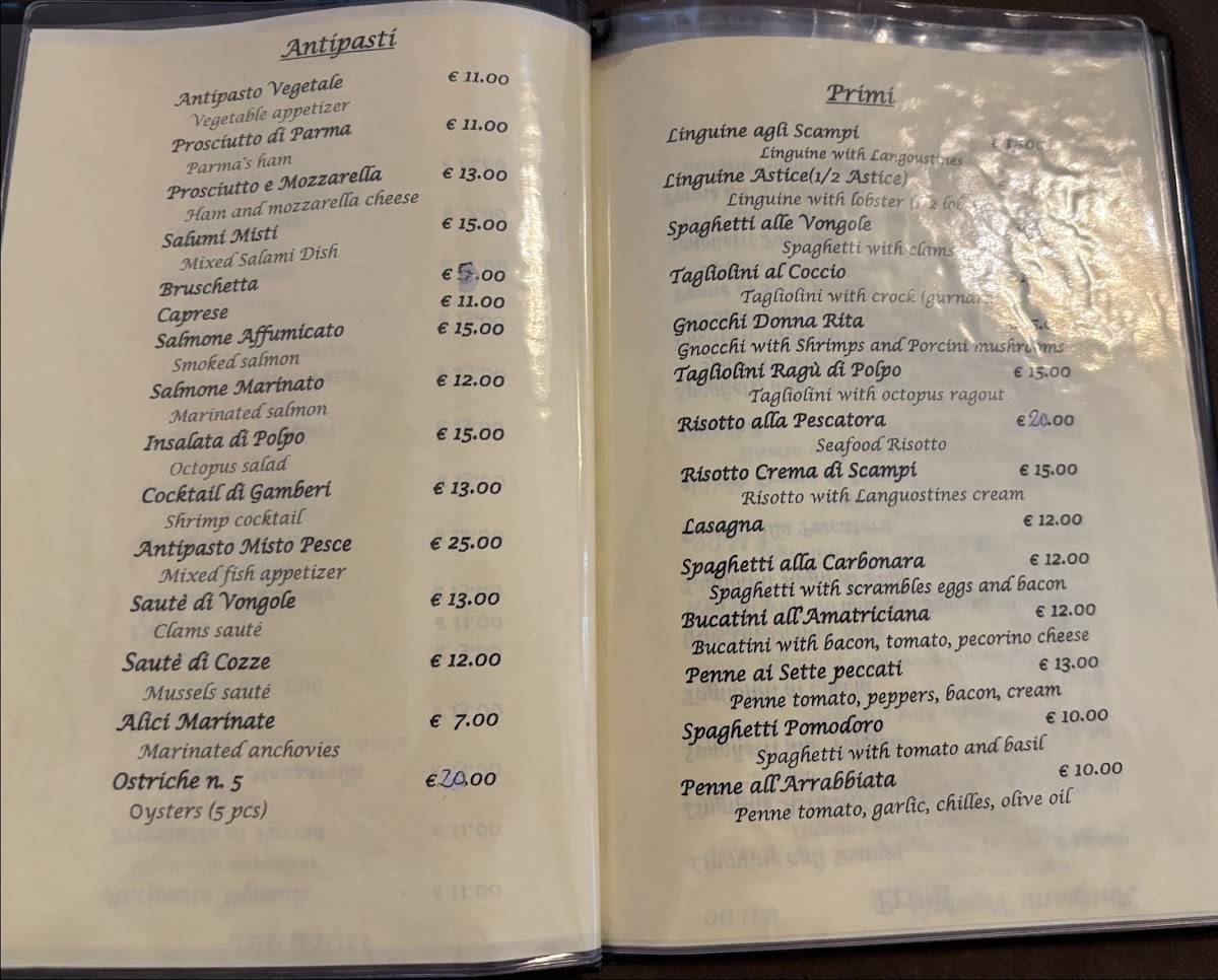 Menu di ristorante tema 