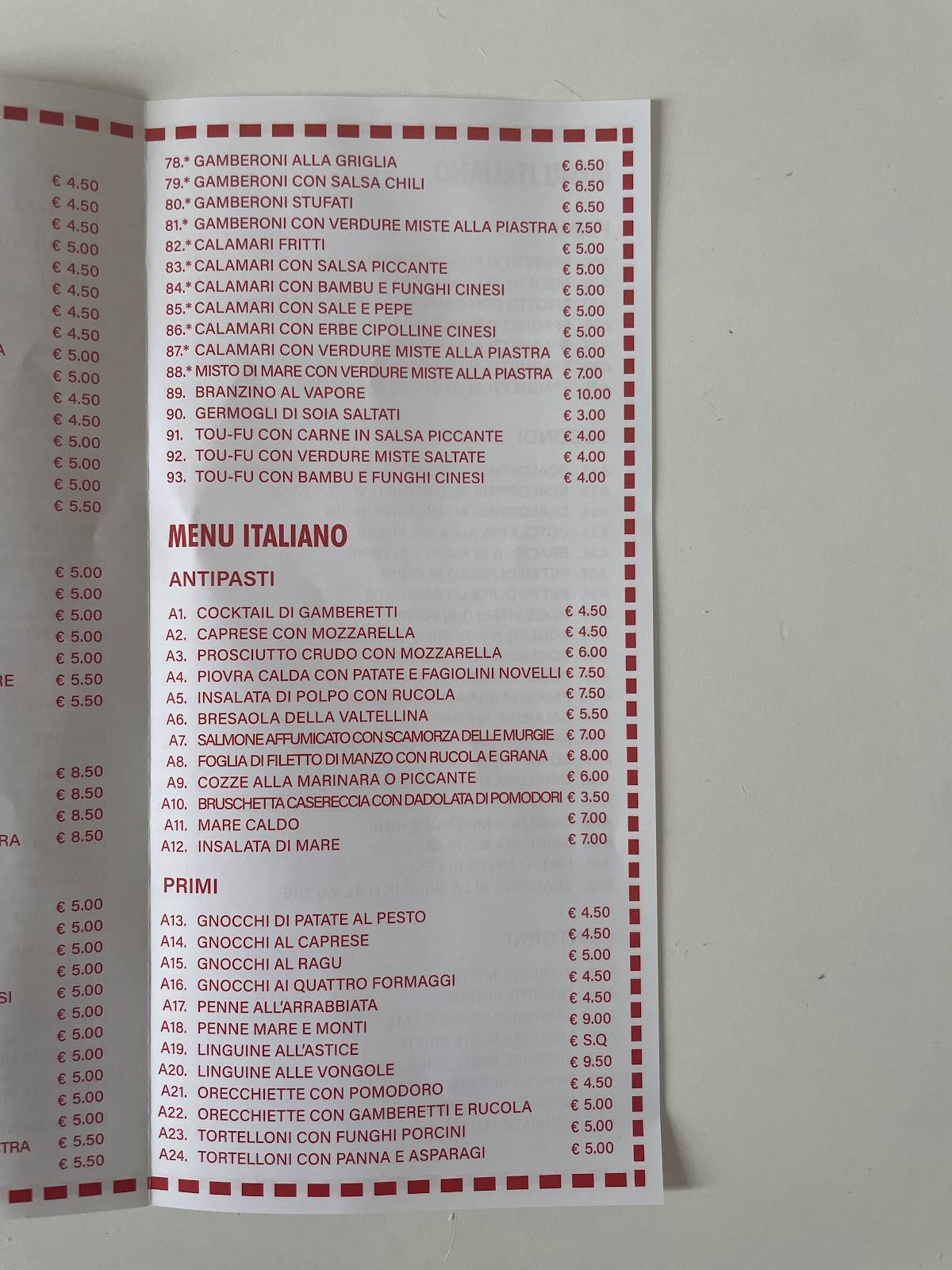 Menu di Ristorante cinese pizzeria Fiorita Borgo Dora Snc 