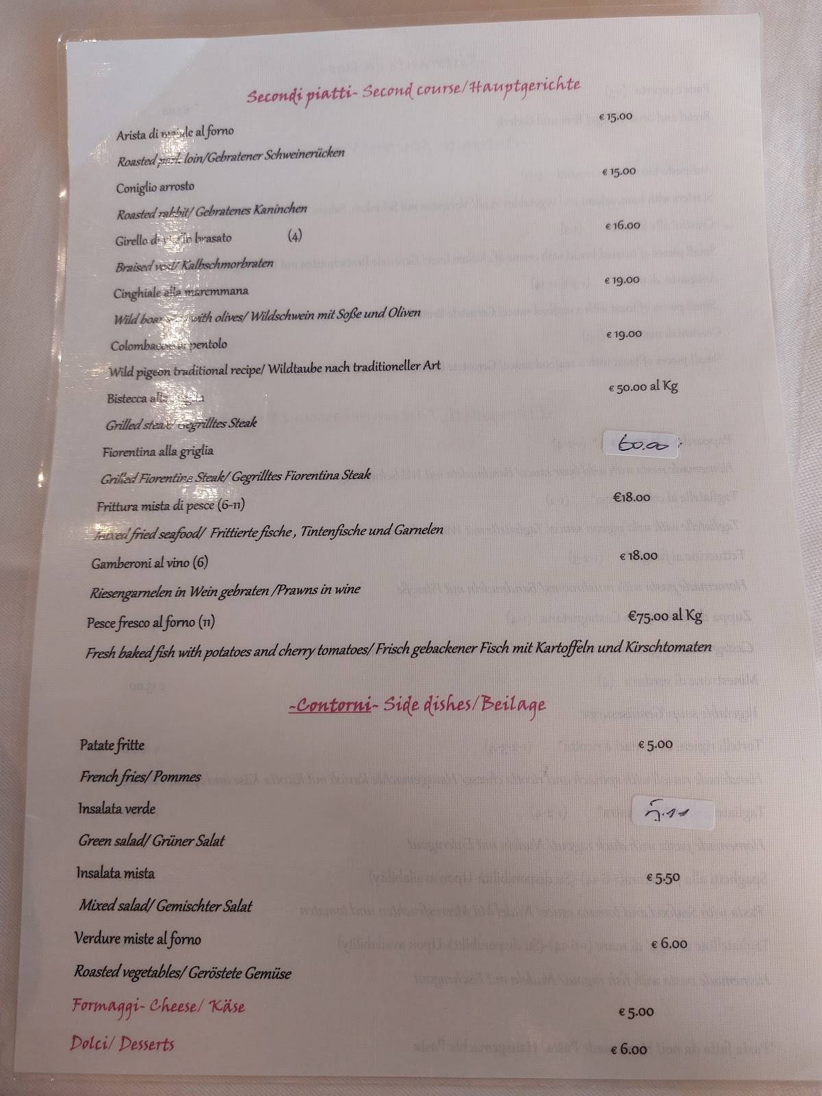 Menu di Ristorante da Ugo 