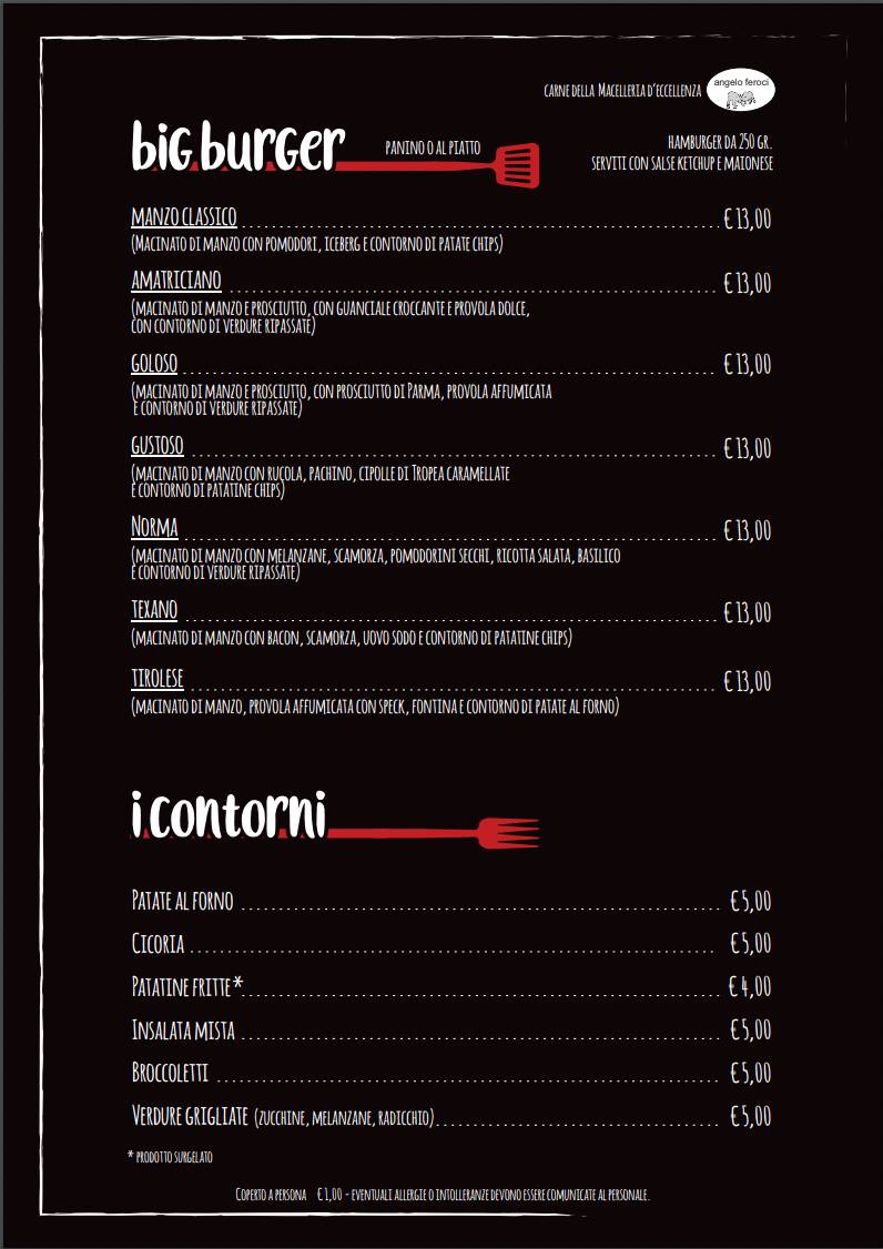 Menu di Ristorante pizzeria bisteccheria 00cento Porta di Roma 