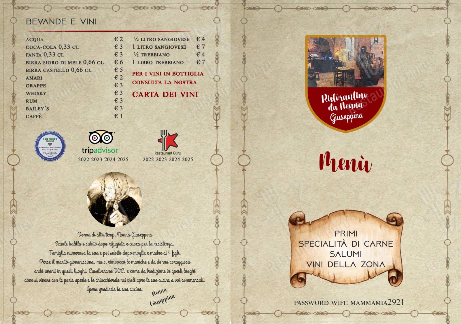 Menu di Ristorantino da Nonna Giuseppina 