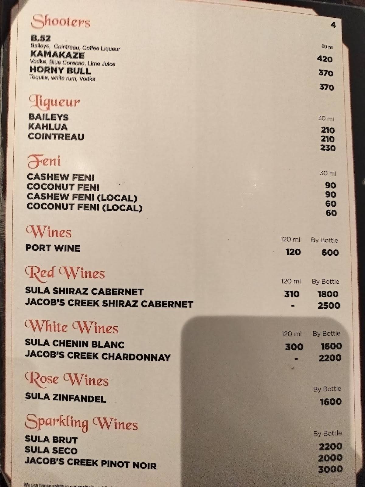 Ritz Classic Margao menu