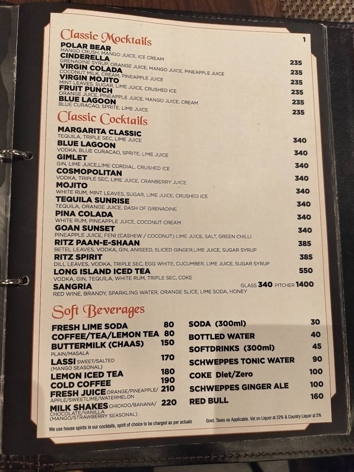 Ritz Classic Margao menu
