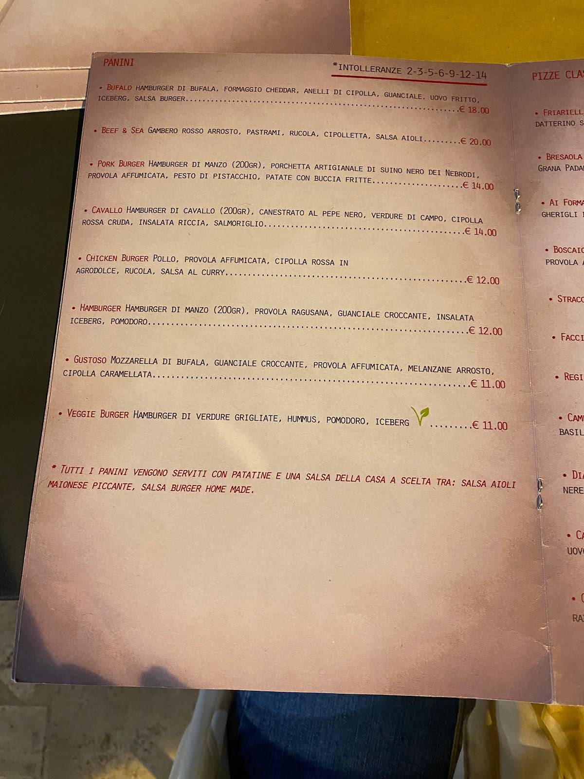 Menu di Riva Baglieri 