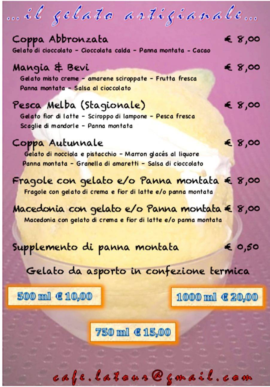 Menu di Cafe' La Tour Di Maurizio Villa & C. Sas 