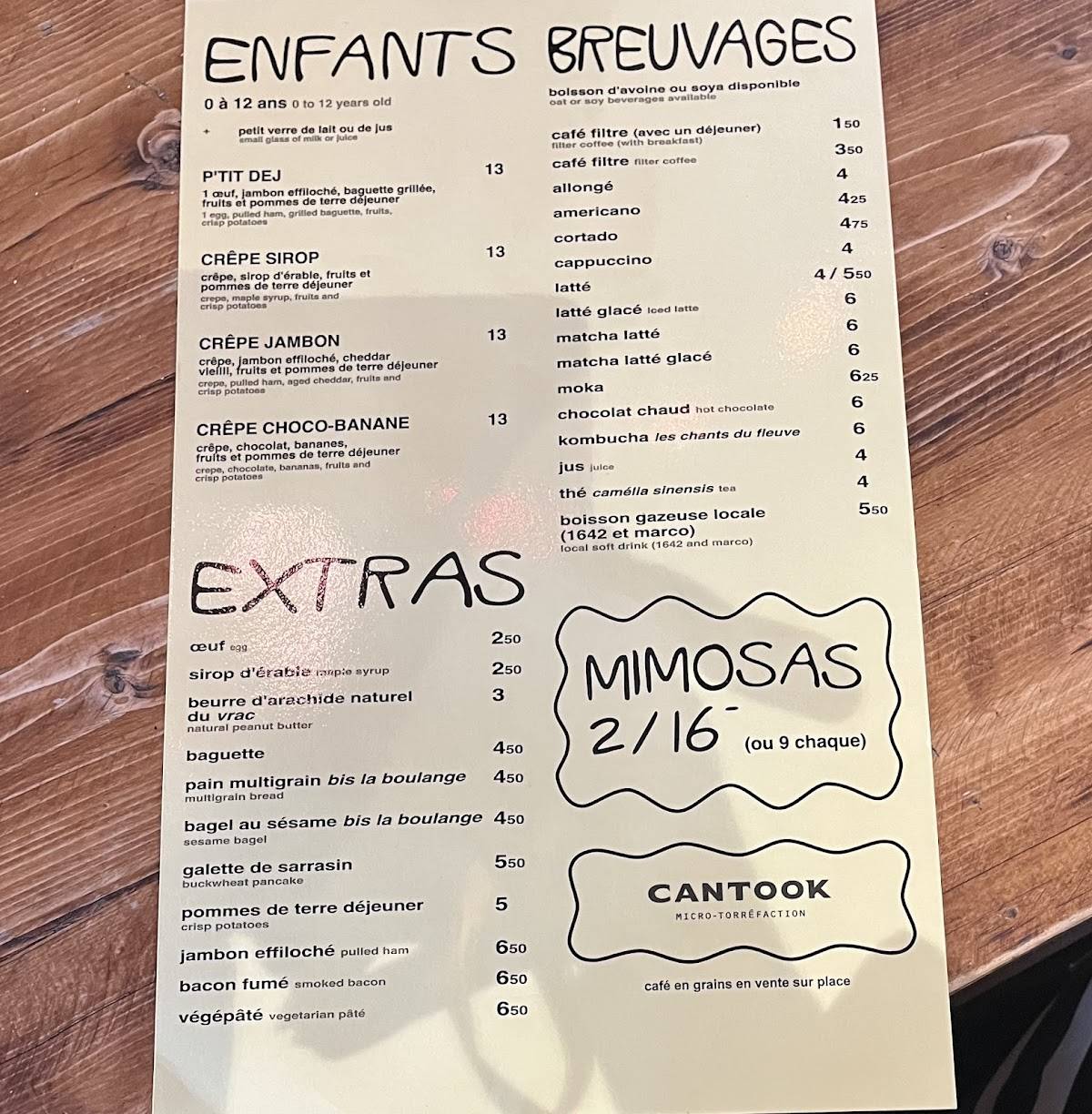Menu de L'Innocent