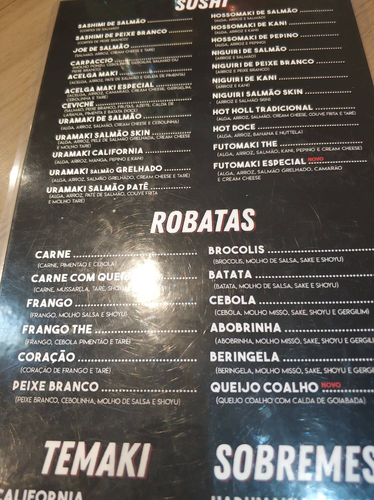 Robataria THE Sushi+Grill cardápio