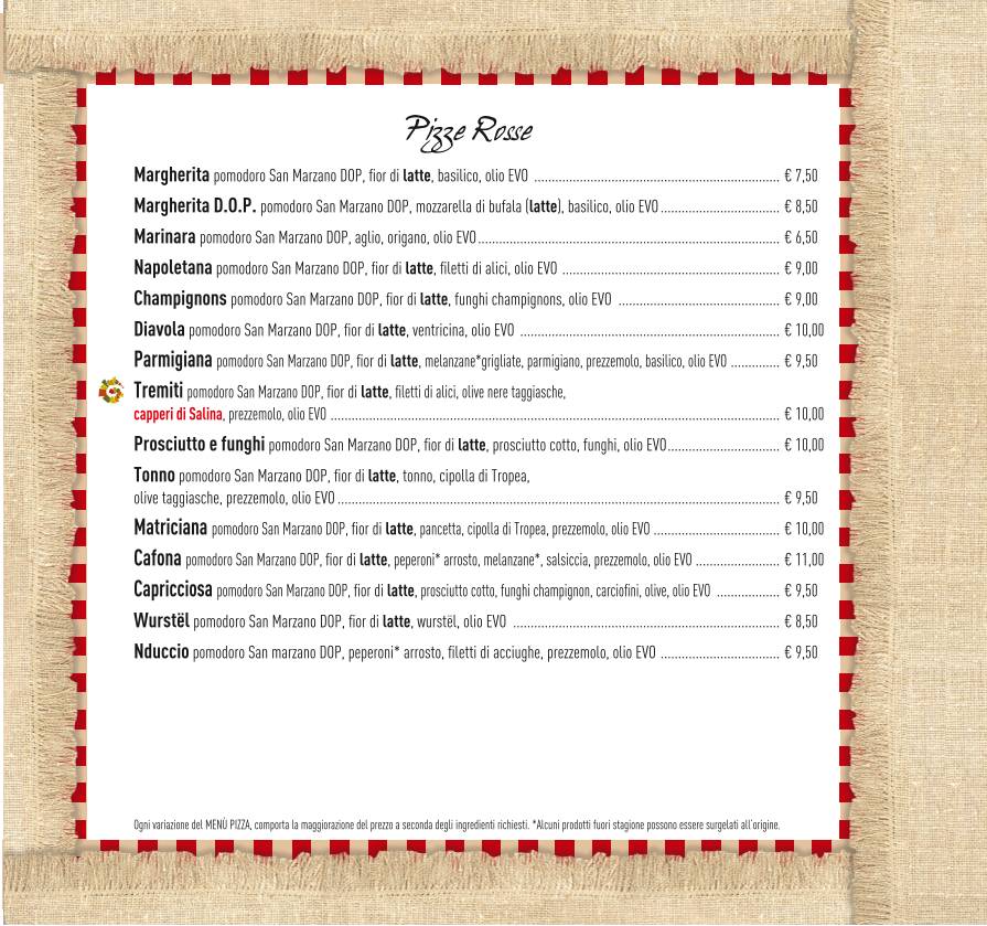 Menu di Pizzeria il Coccodrillo 