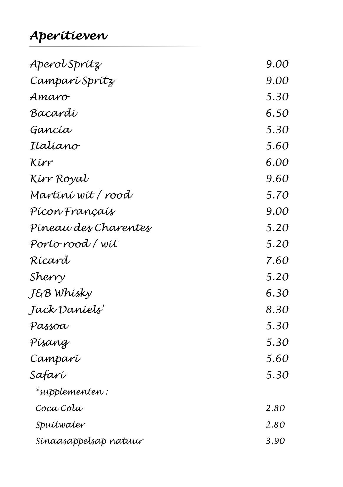 Menu de San Marco Roeselare
