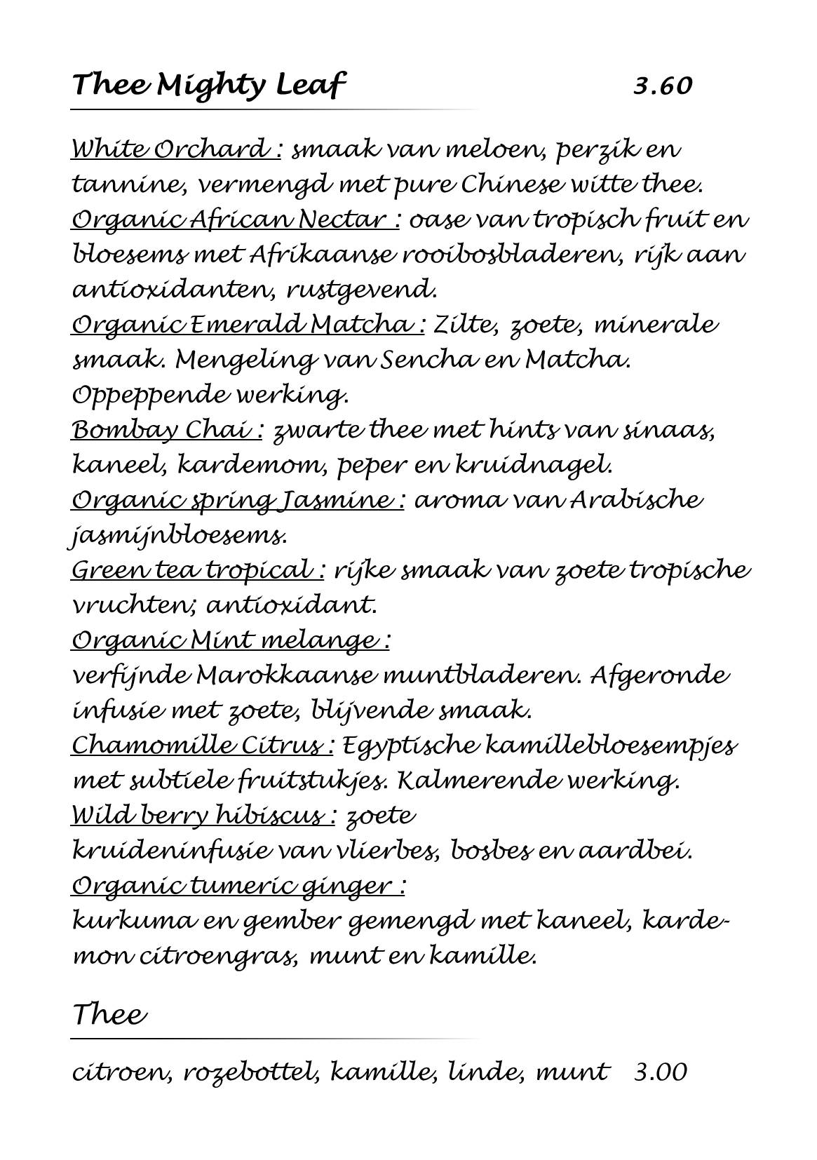 Menu de San Marco Roeselare