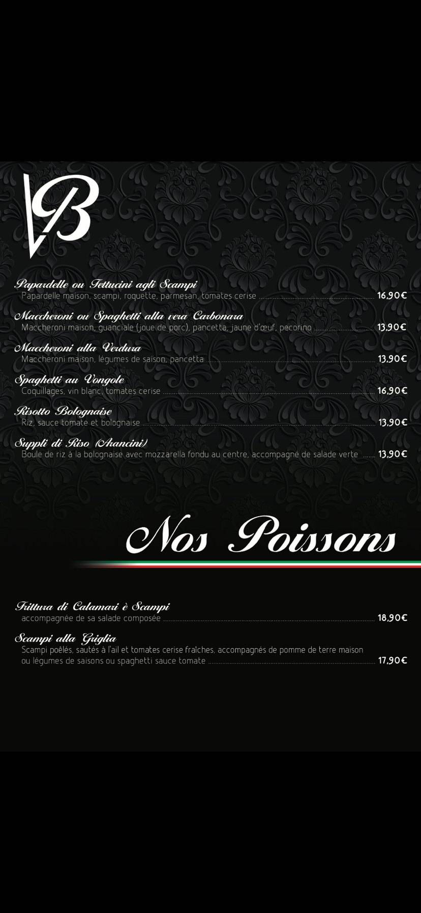 Menu de Villa Borghese