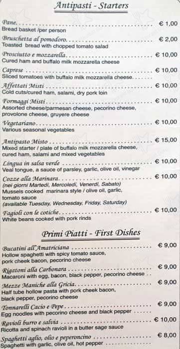 Menu di Osteria da Mario 