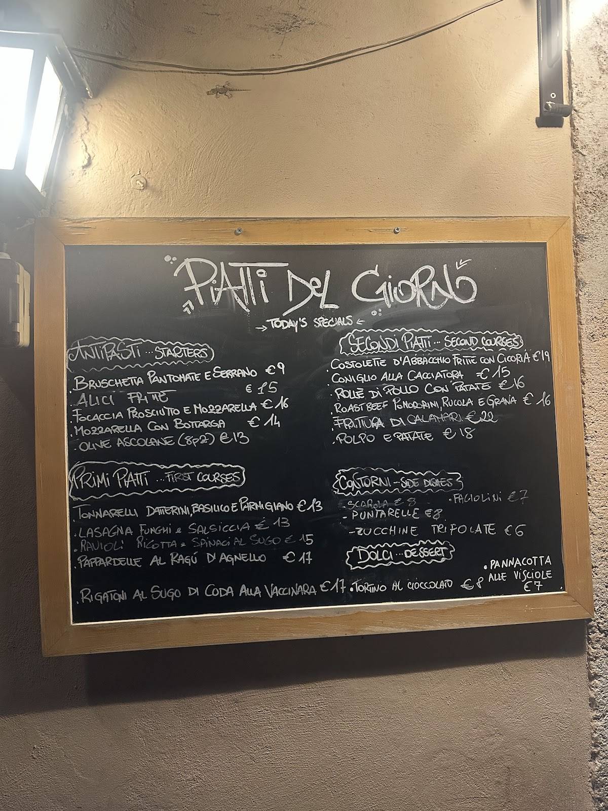 Menu di È Passata la Moretta 