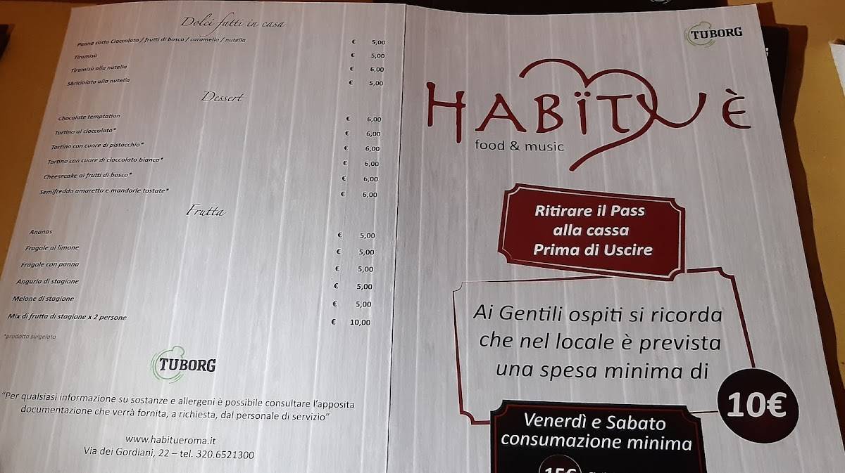 Menu di Habituè 