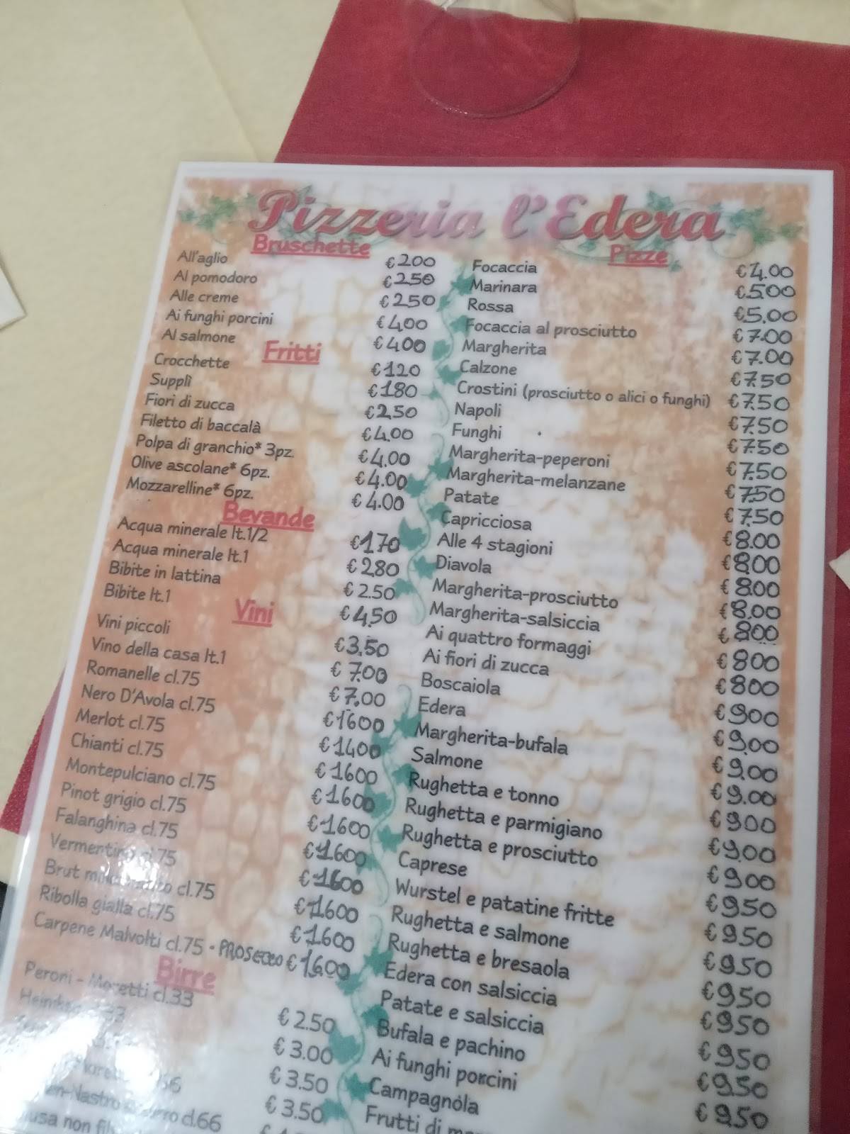 Menu di L'Edera 