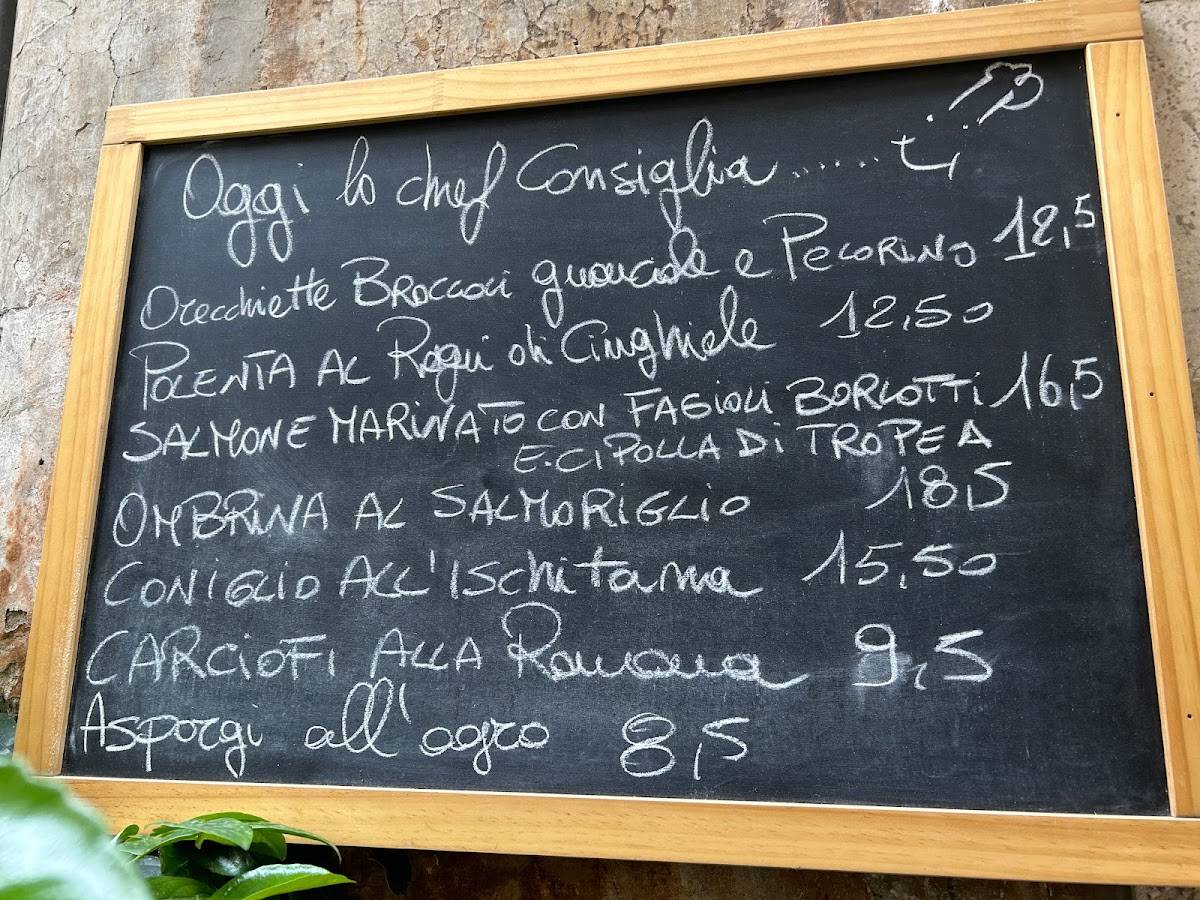 Menu de Osteria del Pegno Roma