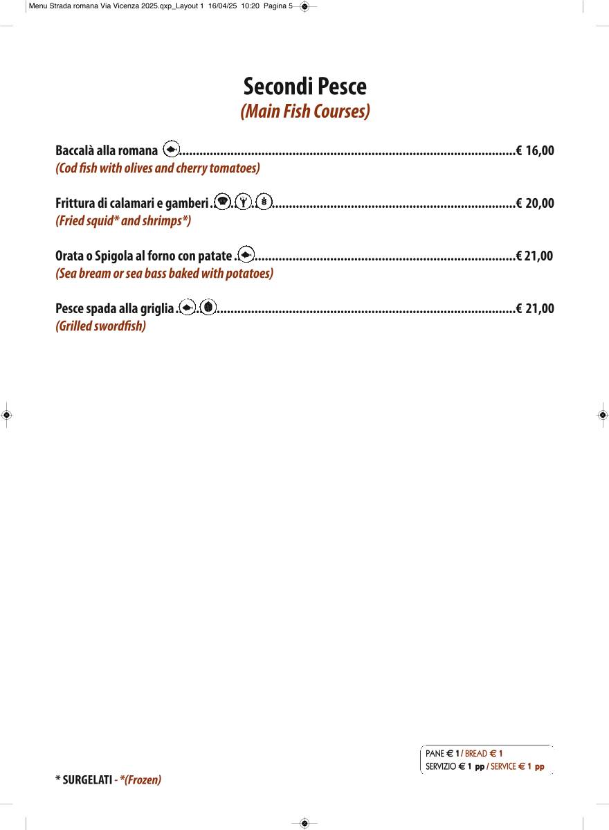 Menu di STRADAROMANA Restaurant 