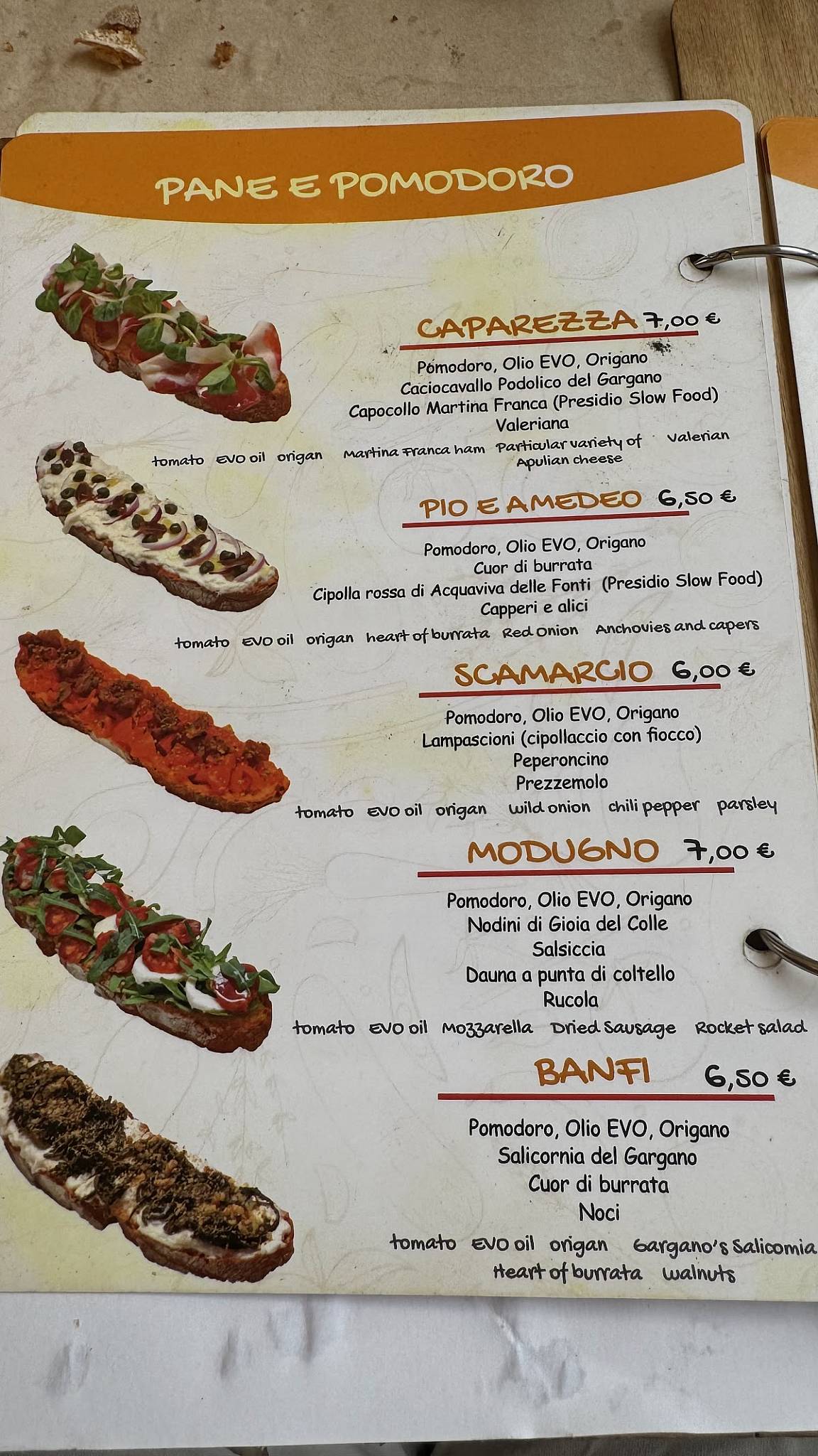 Menu di Vuliò 