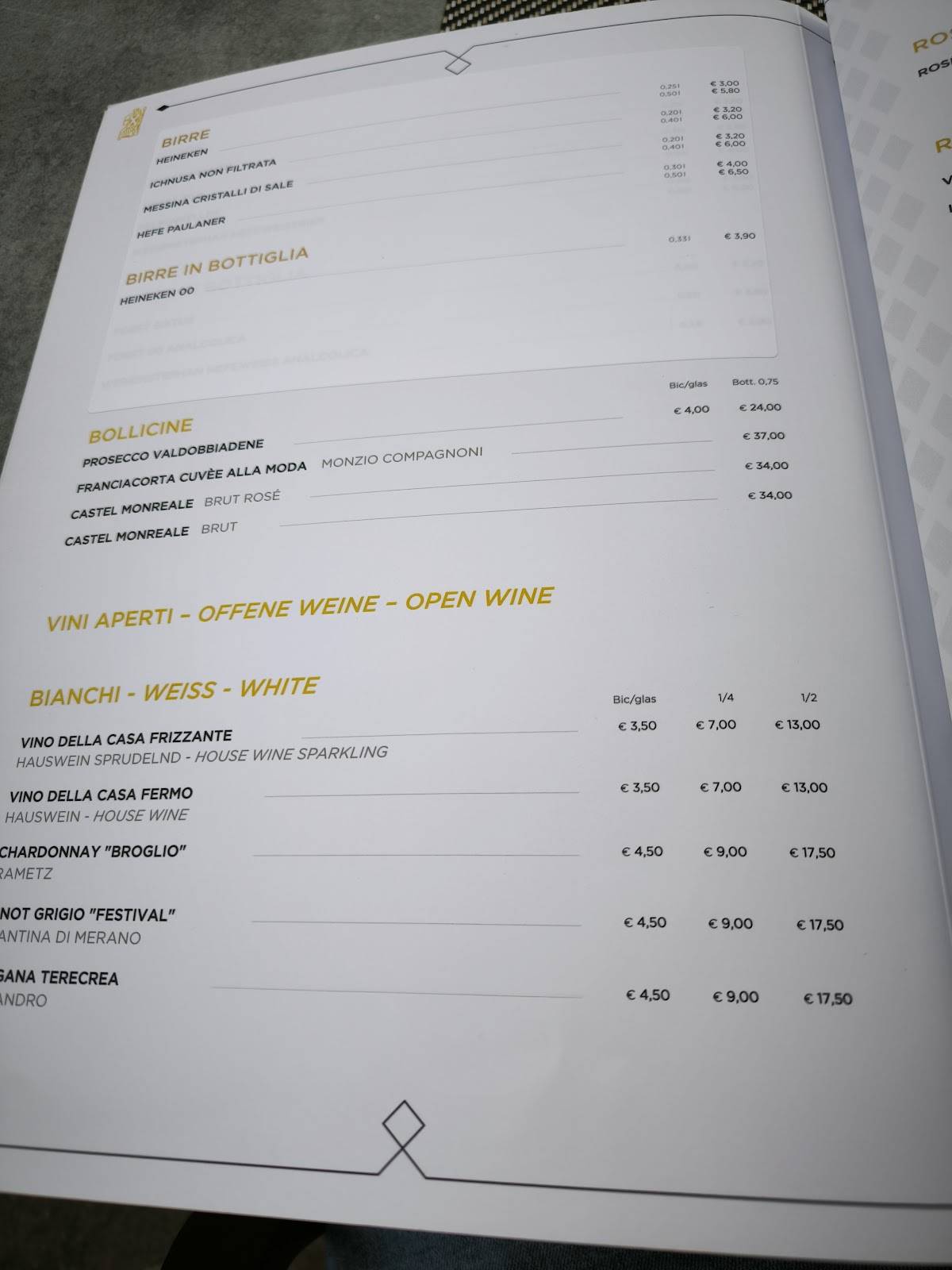 Menu di Roemerkeller Lagundo 
