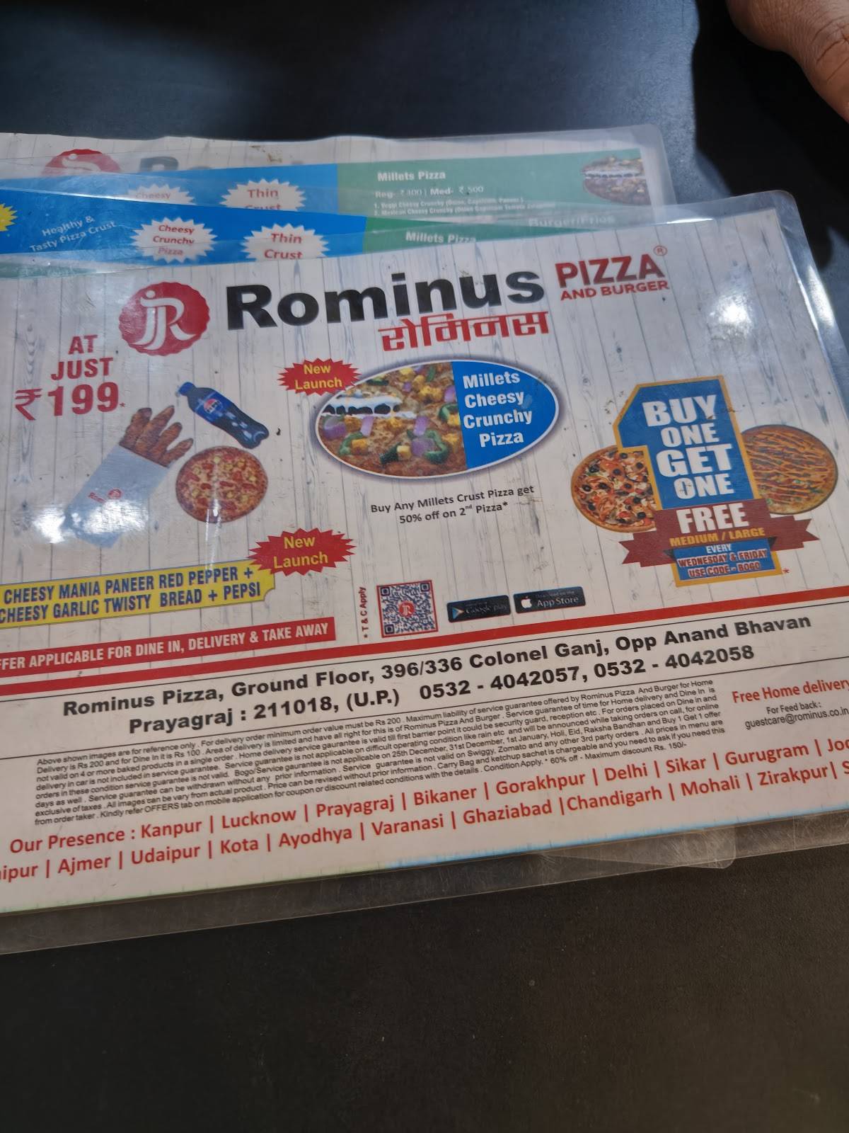 Rominus Pizza And Burger menu