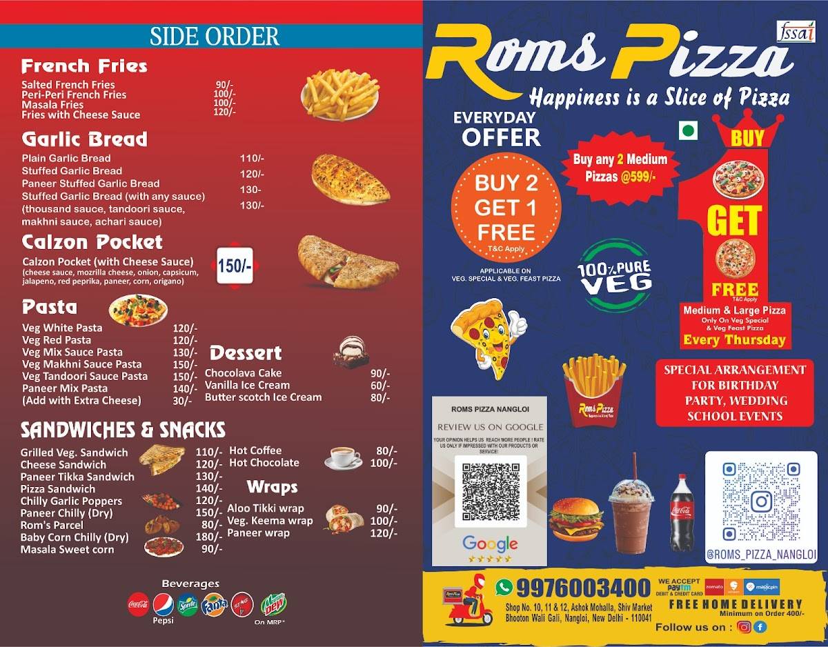 Roms Pizza Nangloi menu