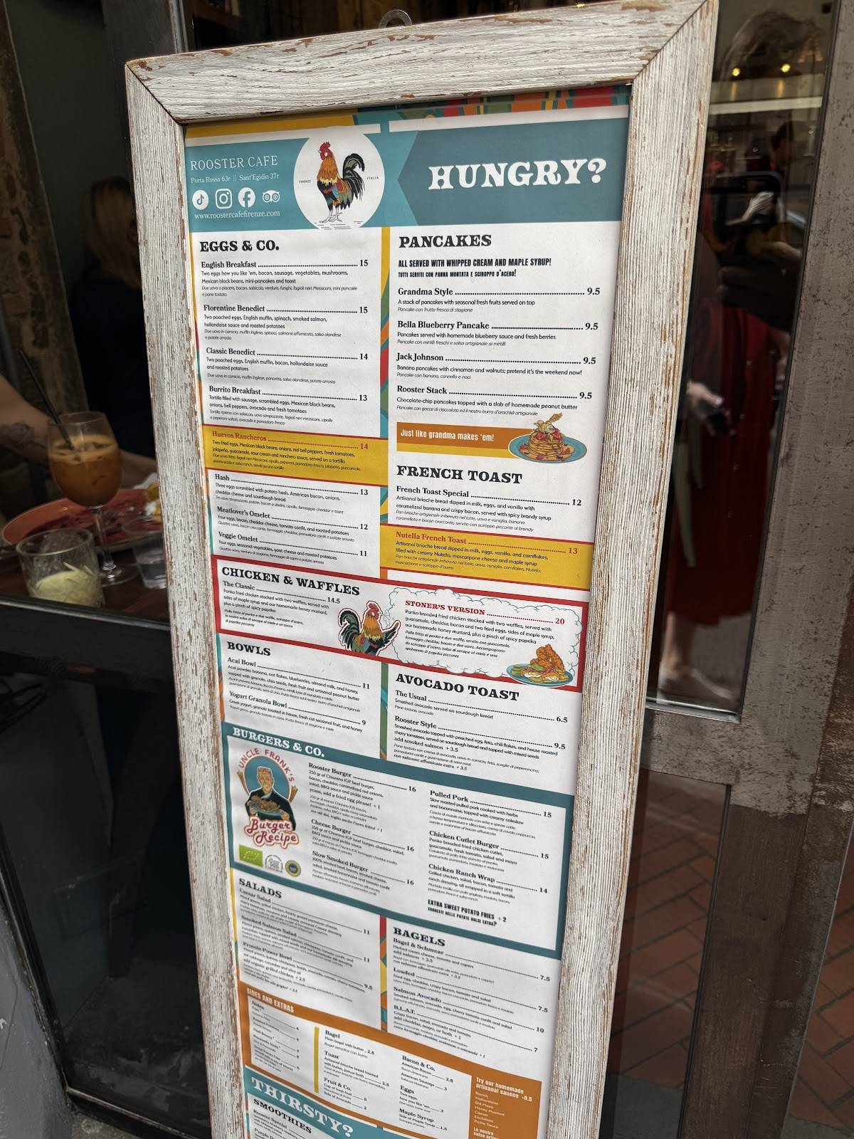 Menu di Rooster Cafe Firenze - Sant'Egidio 
