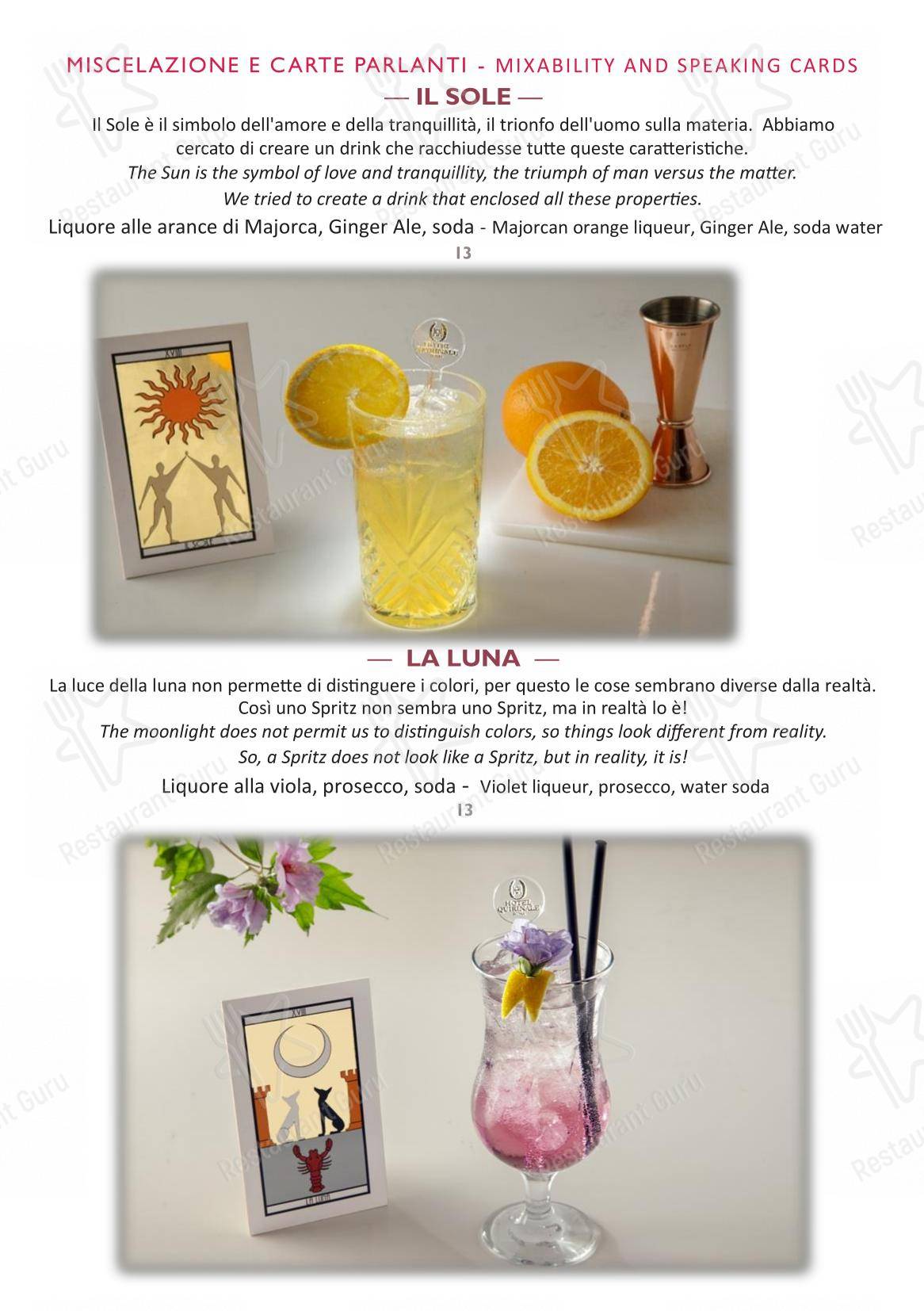 Menu bar per Rossini ristorante