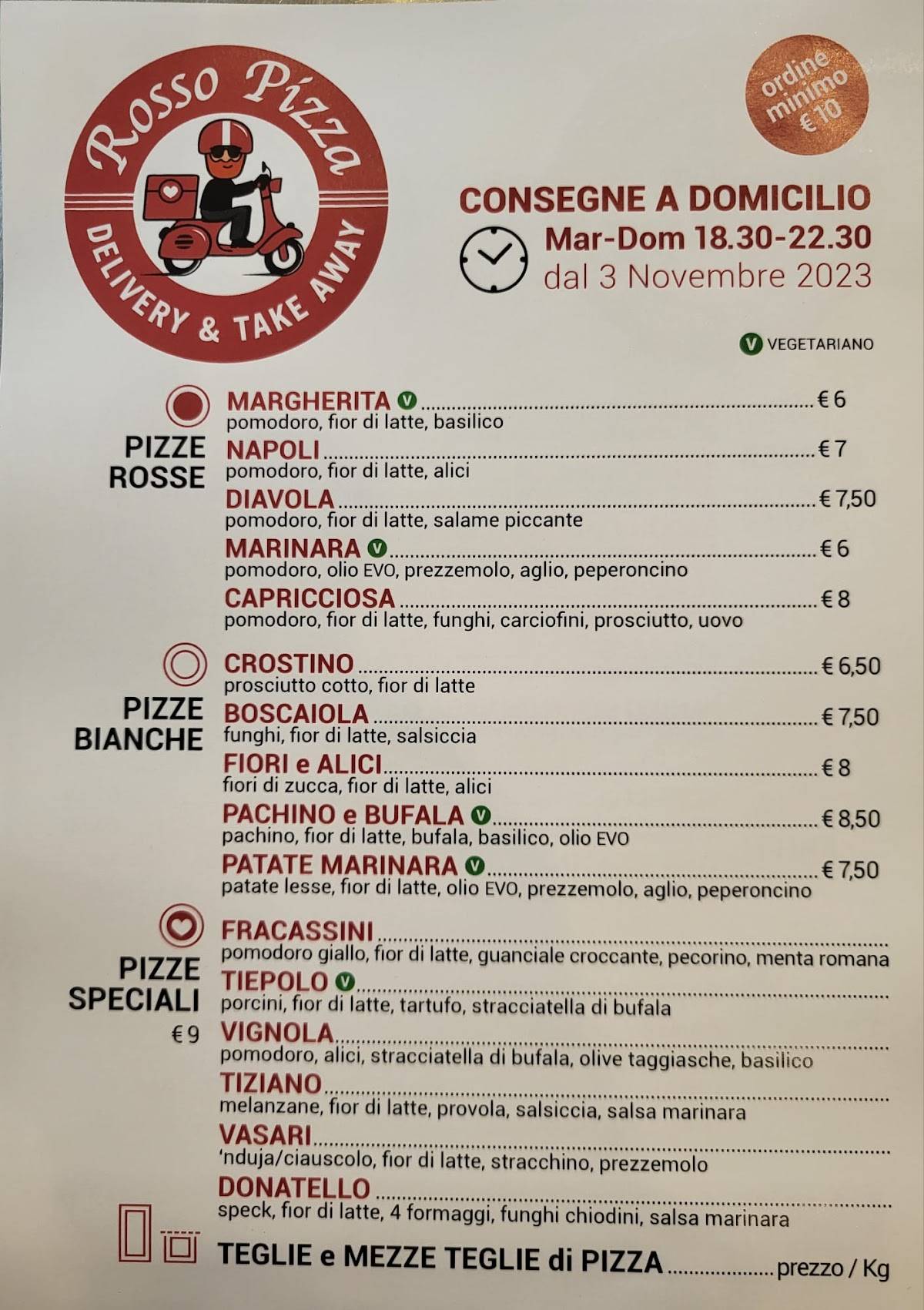 Menu di Rosso Pizza 