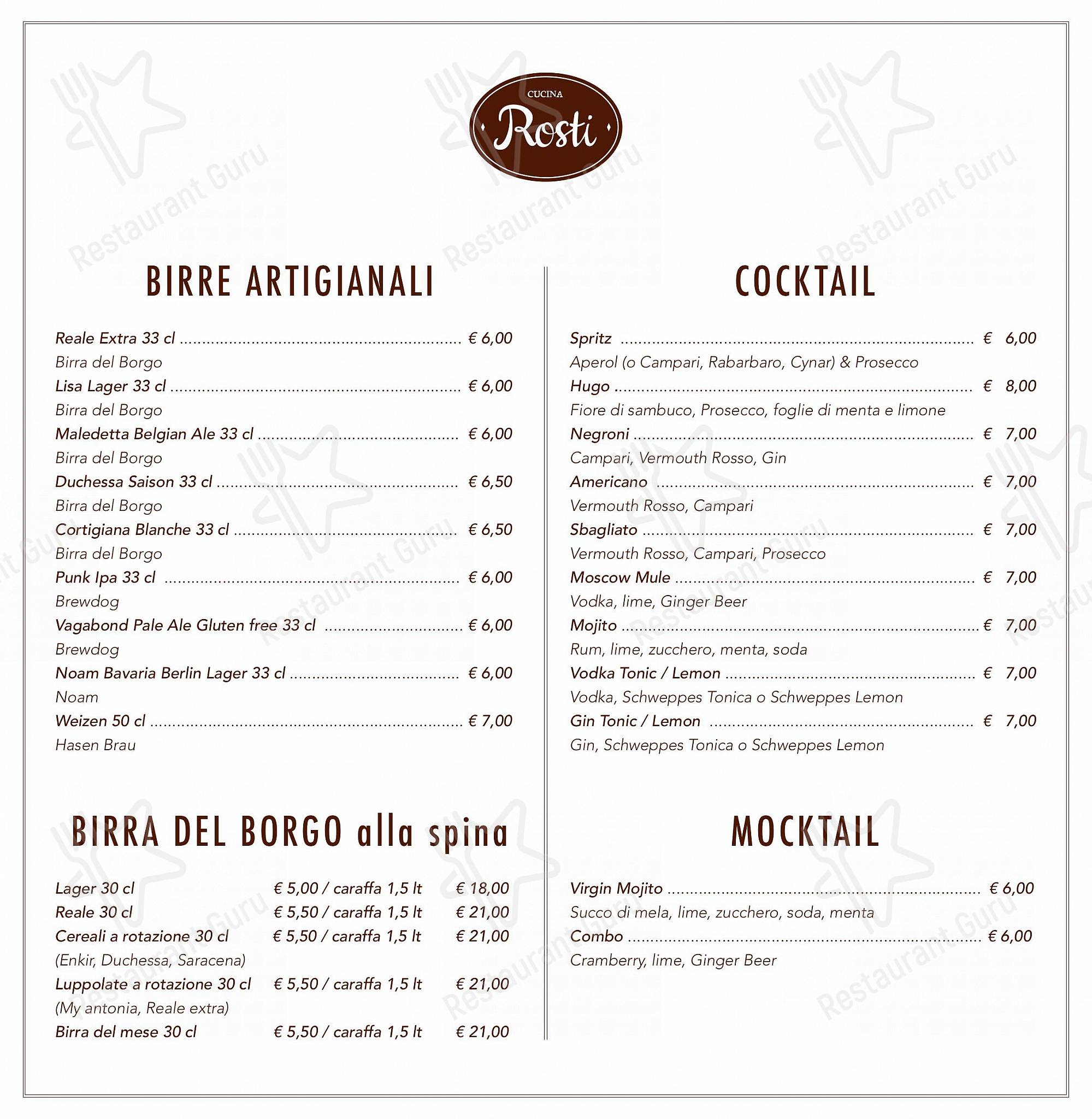 Rosti al Pigneto Ristorante Pizzeria in Roma - Takeaway Menu