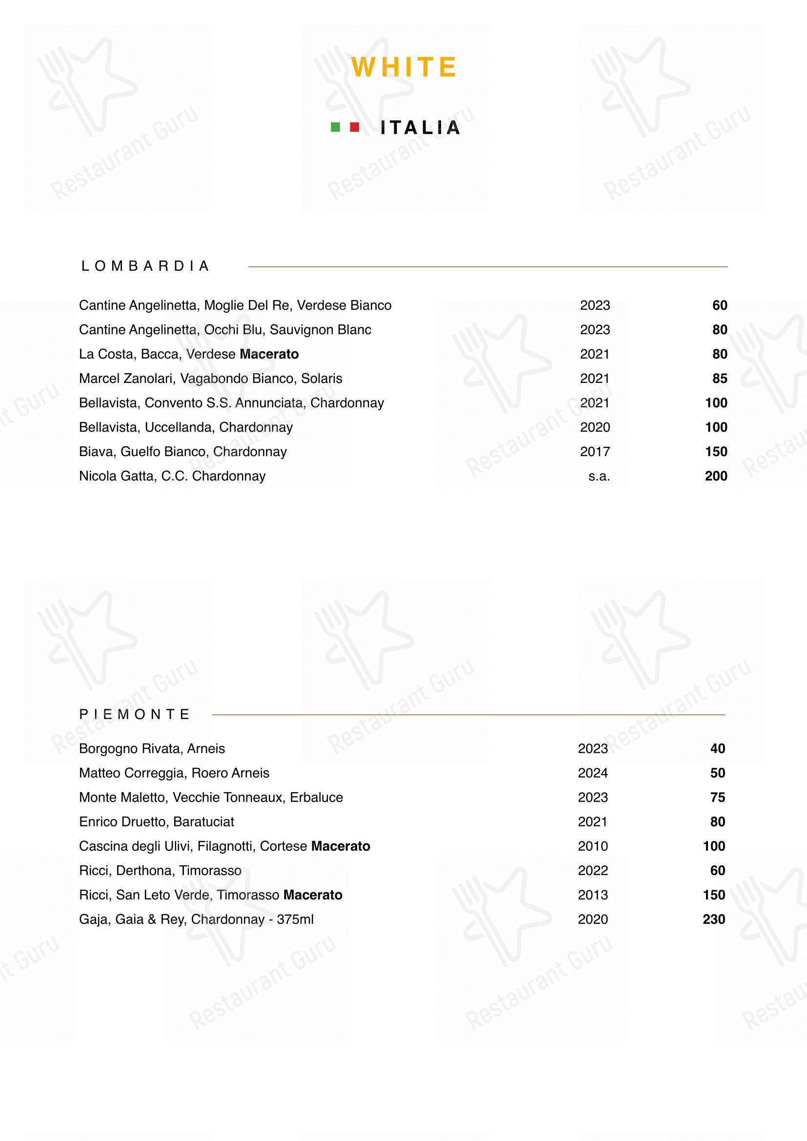 Roteo in Sala Comacina - Основное меню