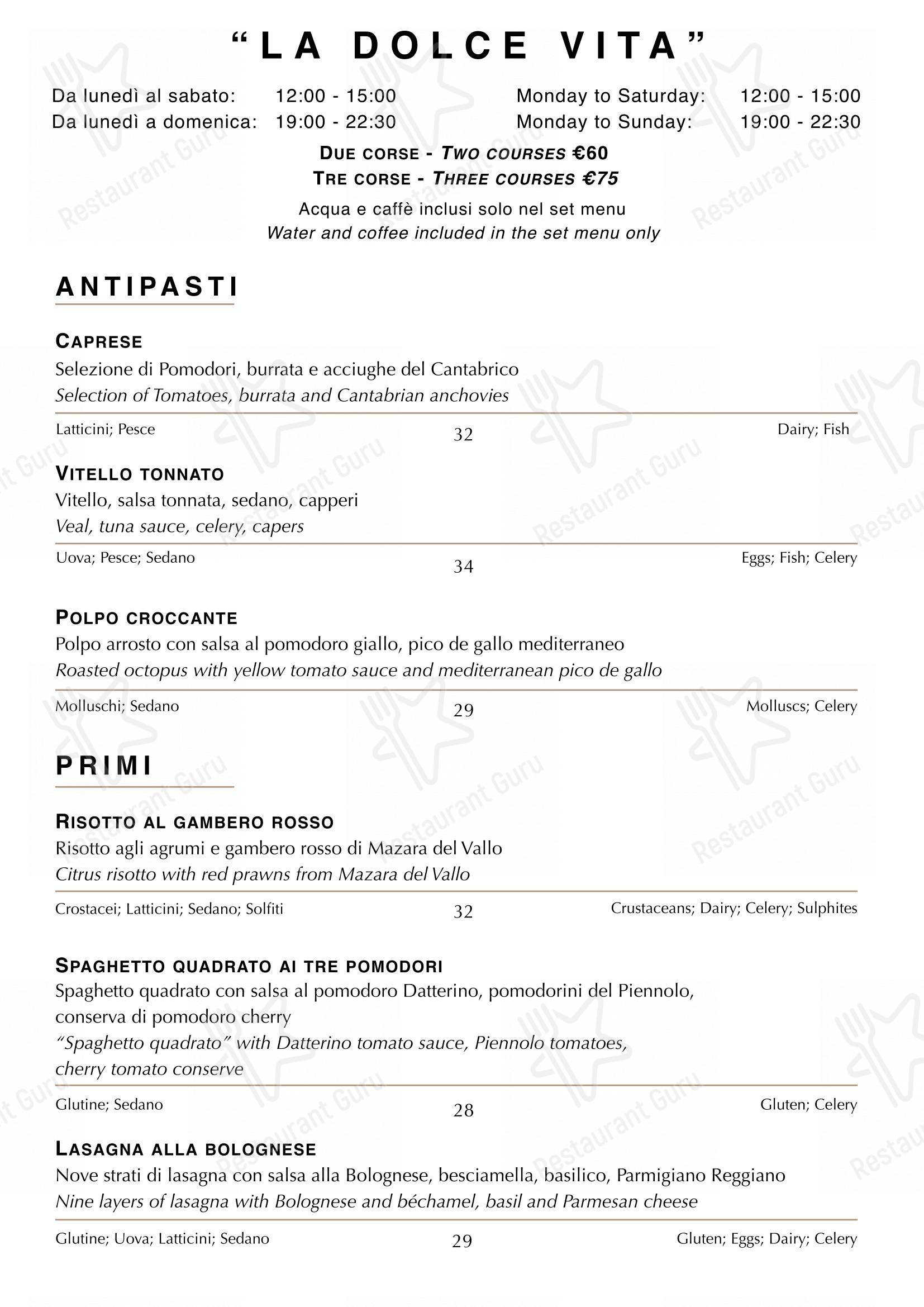 菜单 per Roteo ristorante