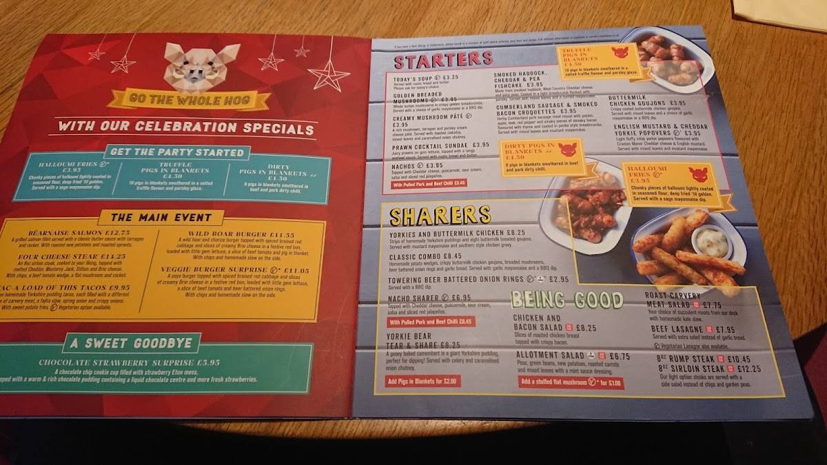Menu at Winter Green pub & bar, Rotherham, Mitchell Way