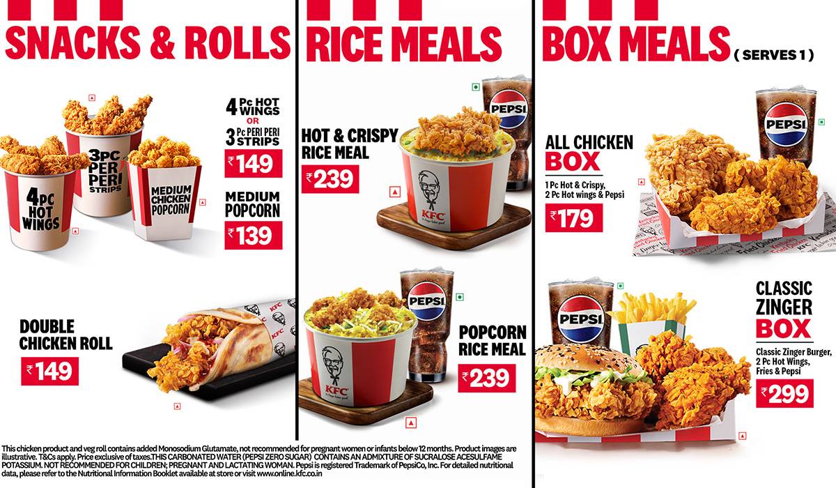KFC menu