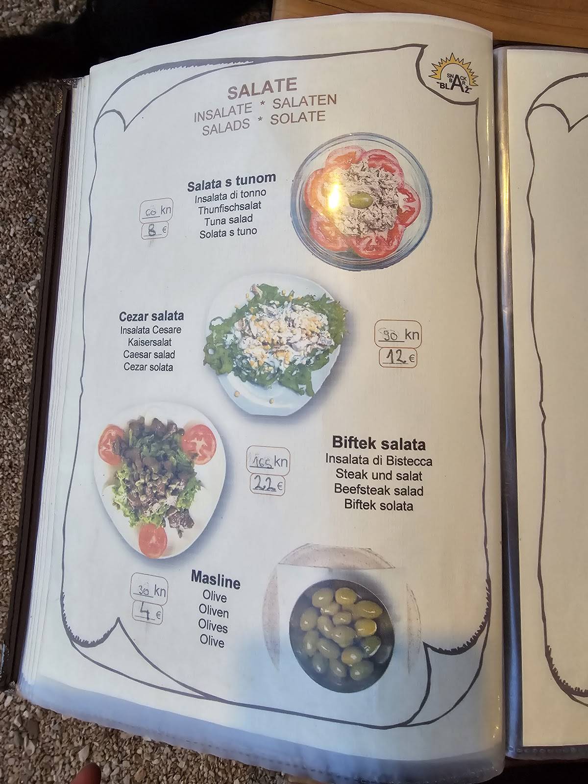 Menu di Snack Bar Blaž 