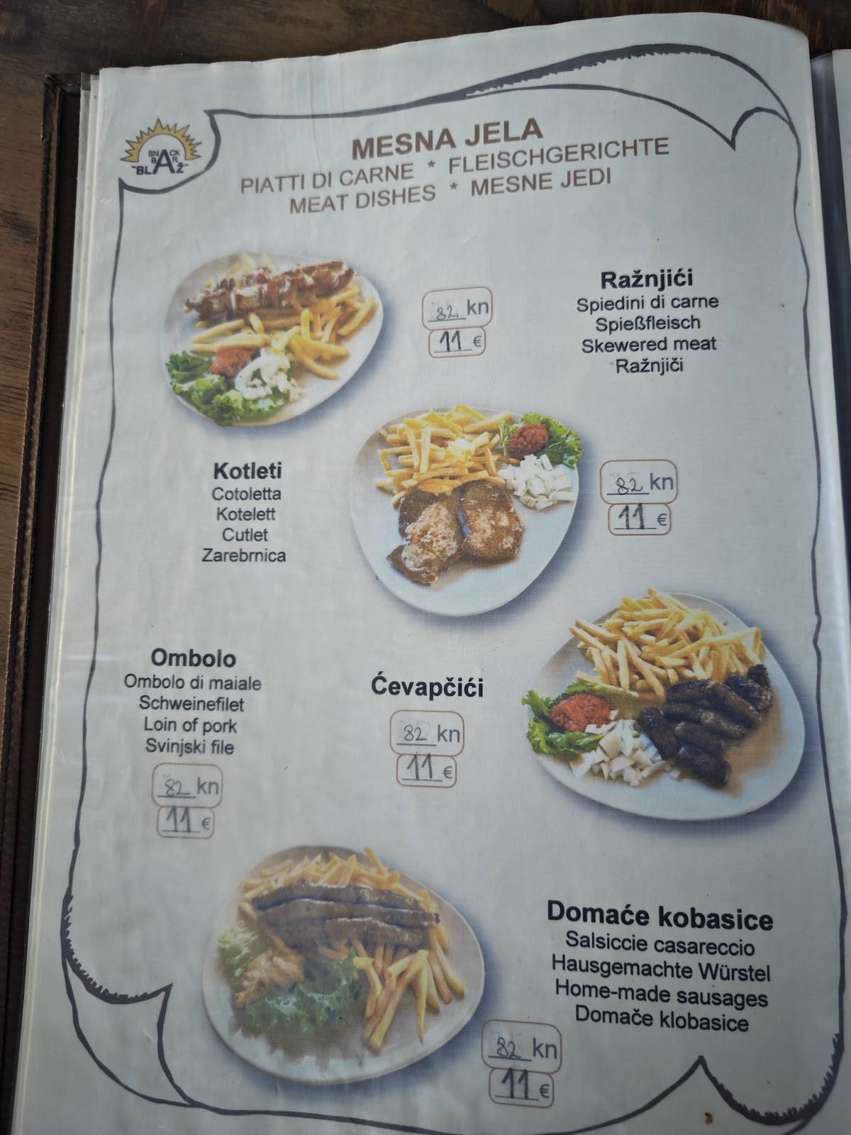 Menu di Snack Bar Blaž 