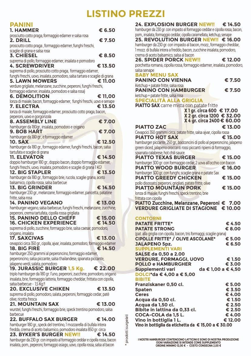Menu di SAX PUB 