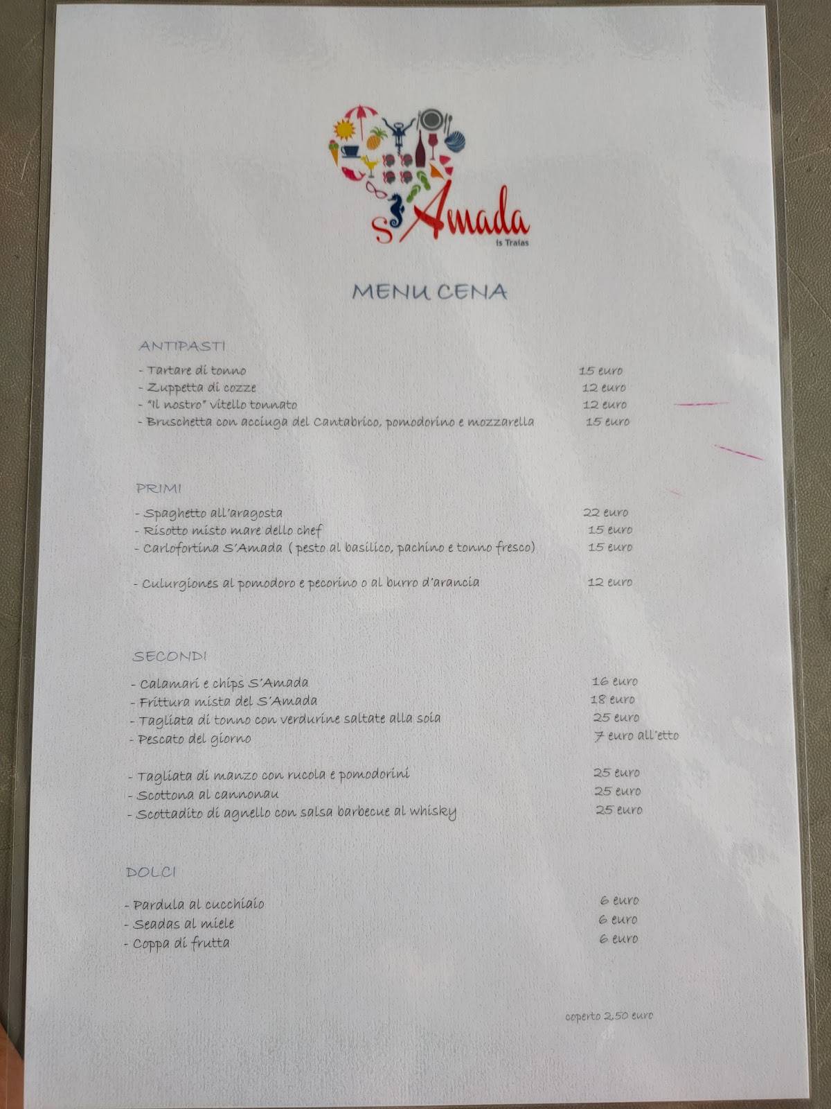 Menu di S’Amada 
